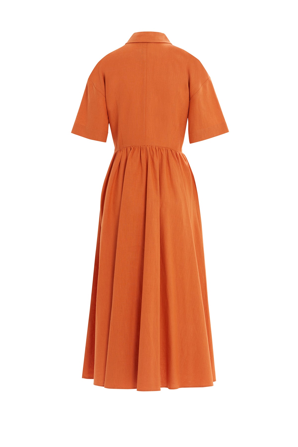 Gold Düğme Detaylı Maxi Boy Keten Elbise