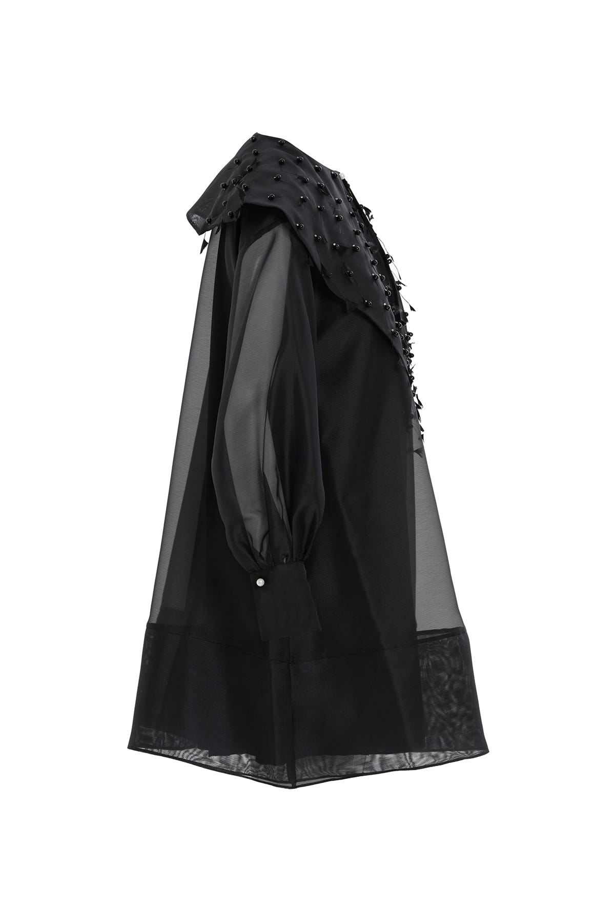 Kolları Tül Önü İşlemeli Kloş Mini Elbise