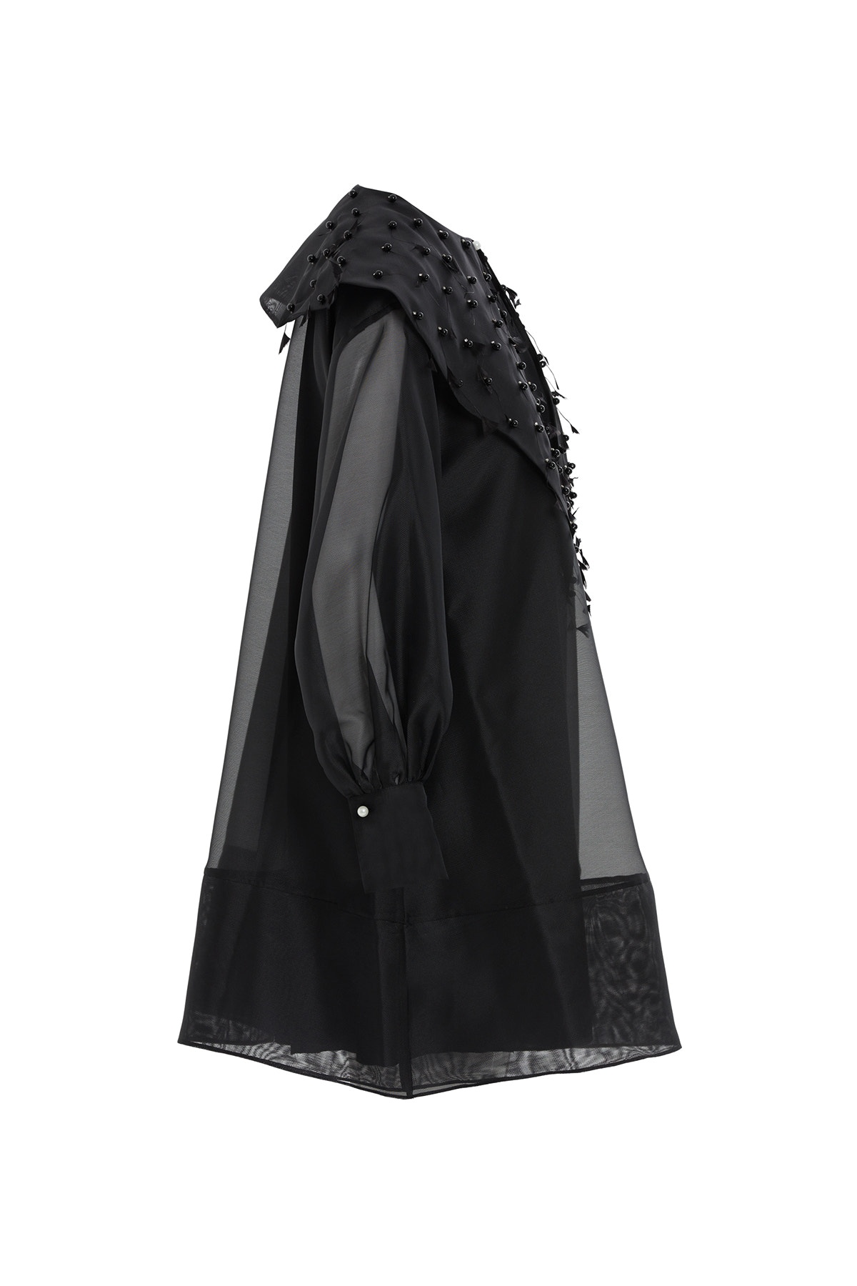 Kolları Tül Önü İşlemeli Kloş Mini Elbise