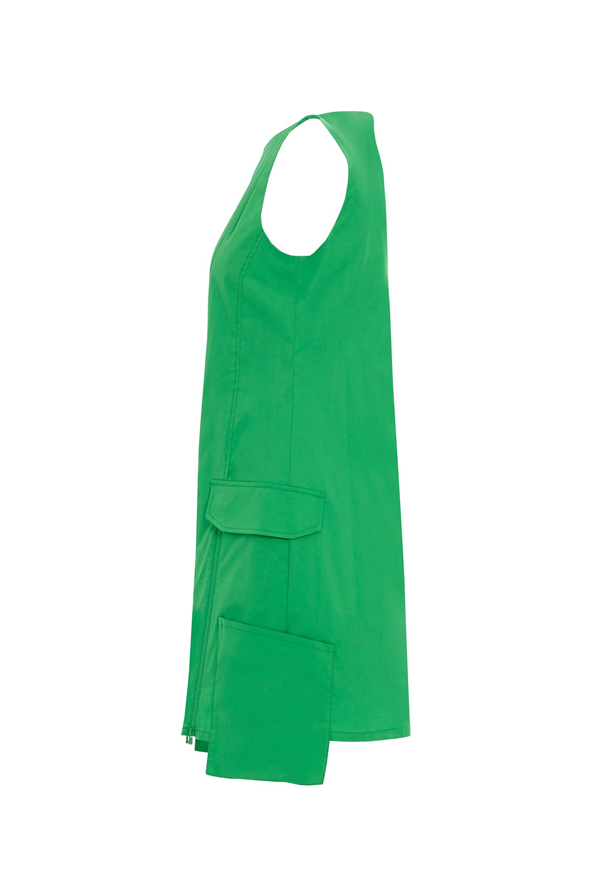 Ön Beden Fermuar Detaylı Kolsuz Mini Elbise