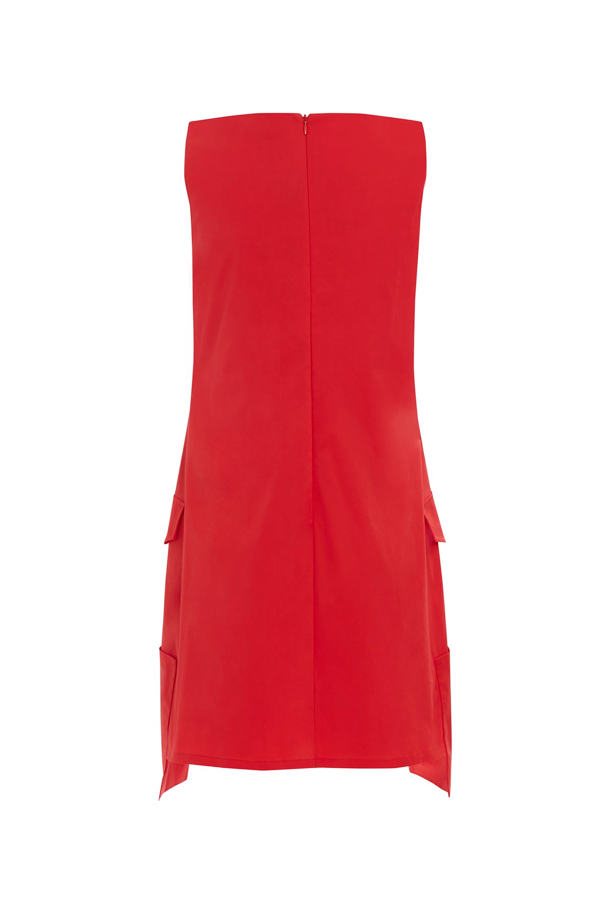 Ön Beden Fermuar Detaylı Kolsuz Mini Elbise