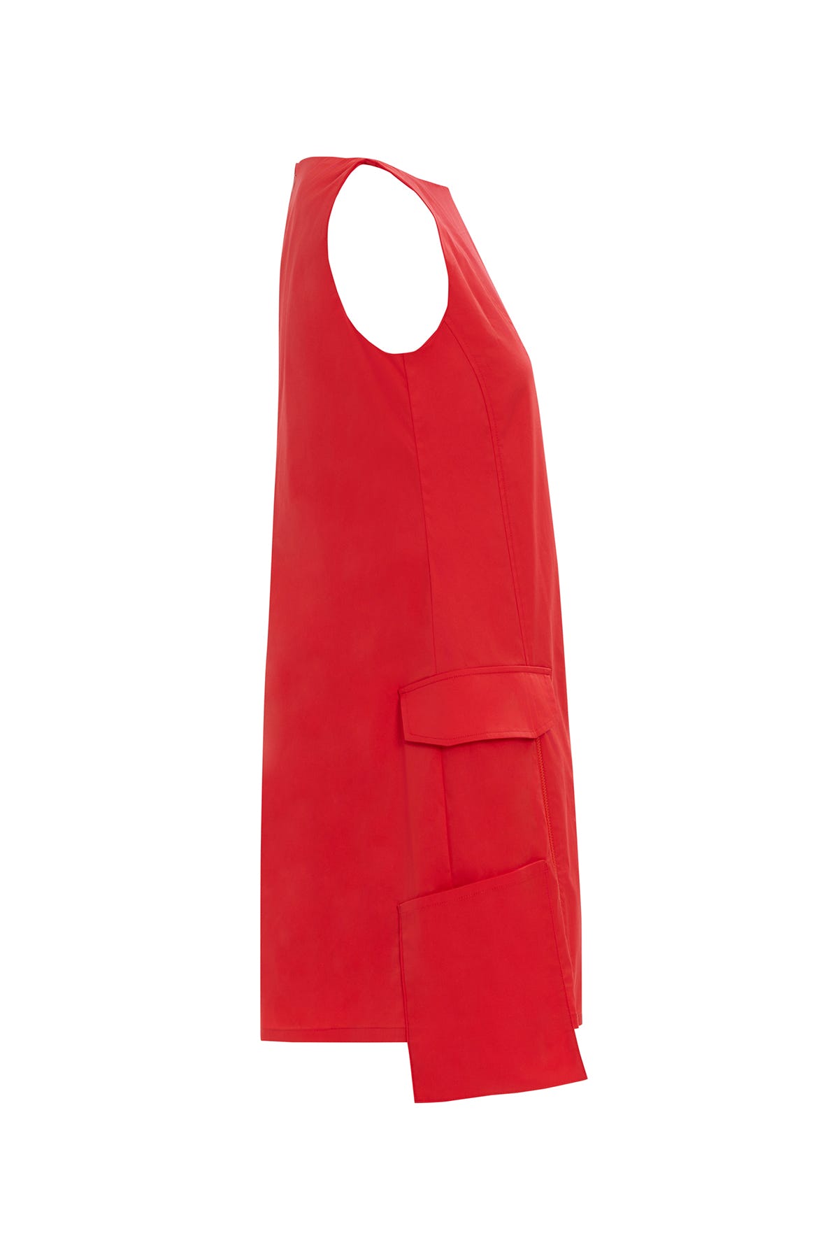 Ön Beden Fermuar Detaylı Kolsuz Mini Elbise