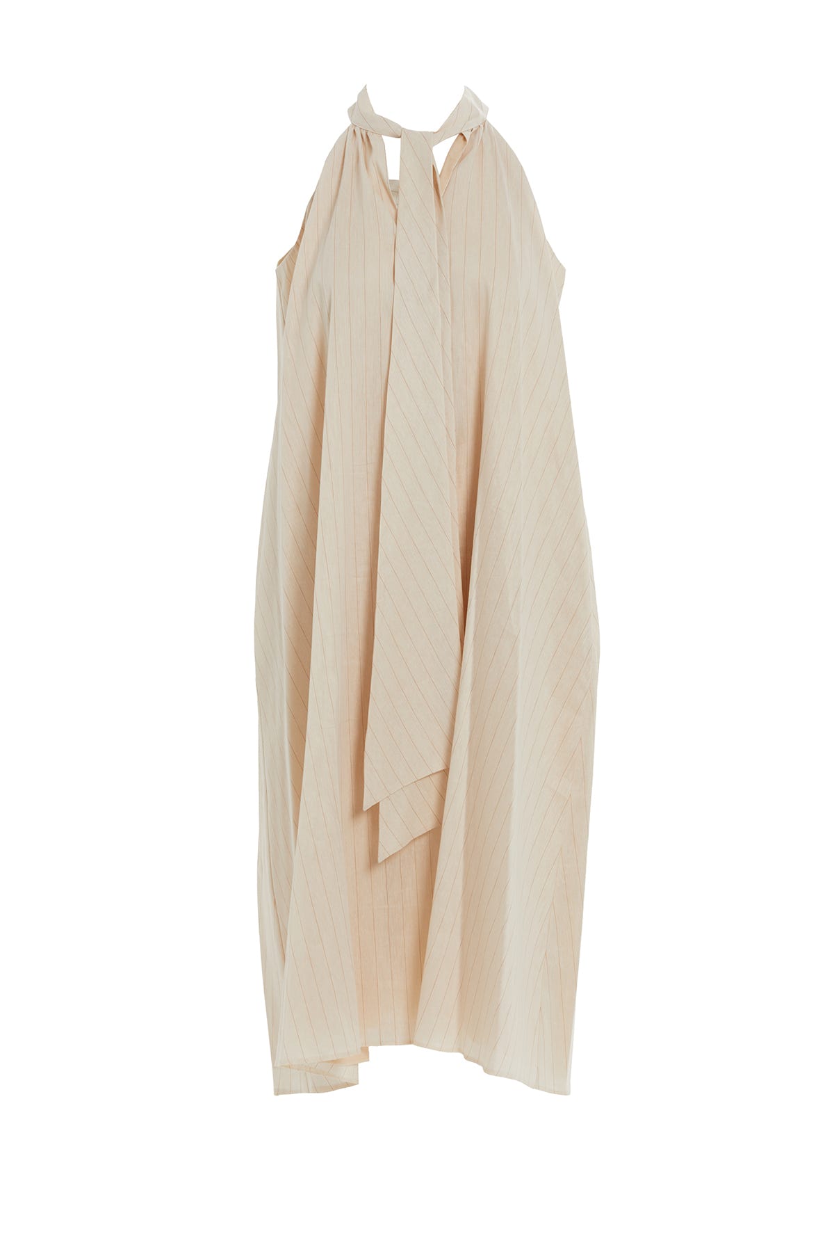 Halter Yaka Rahat Kesim Midi Elbise