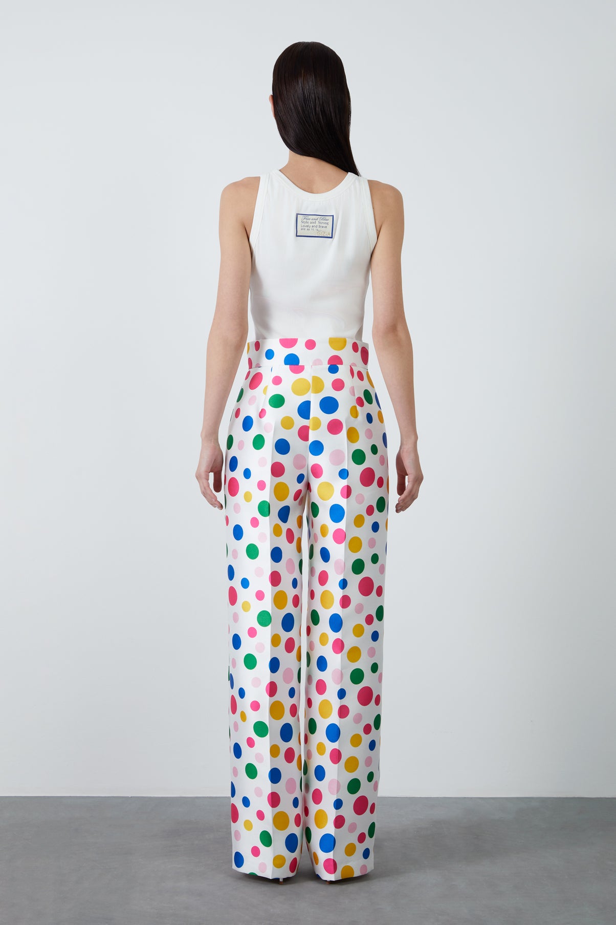 Renkli Puantiye Desenli Bol Paça Pantolon