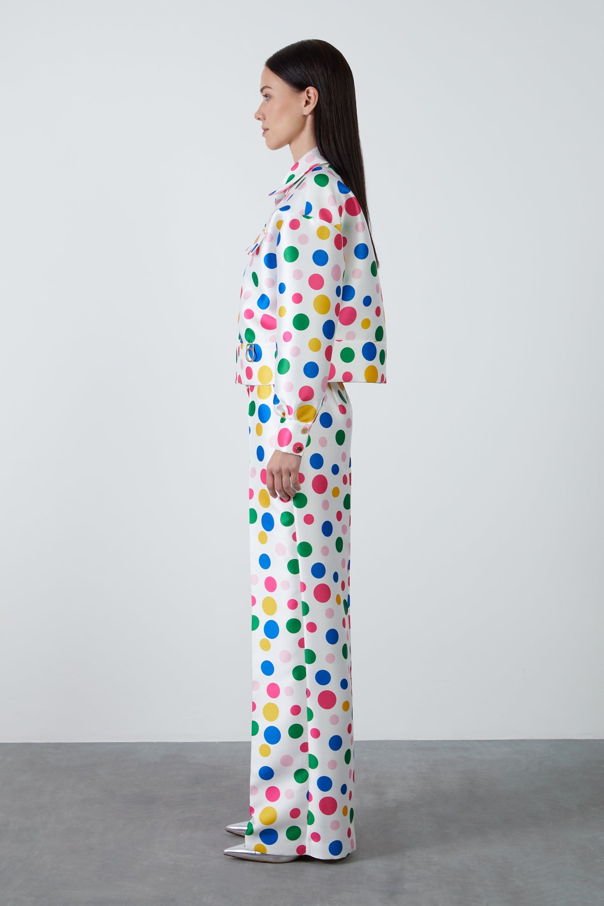 Puantiye Desenli Kısa Ceket