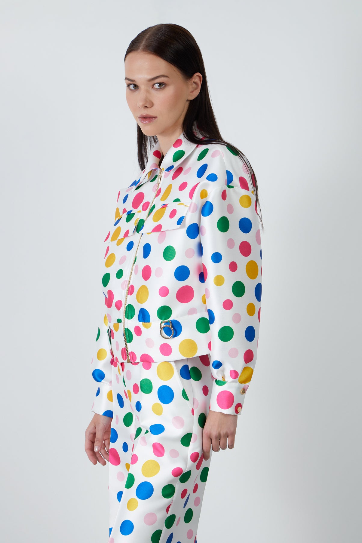 Puantiye Desenli Kısa Ceket