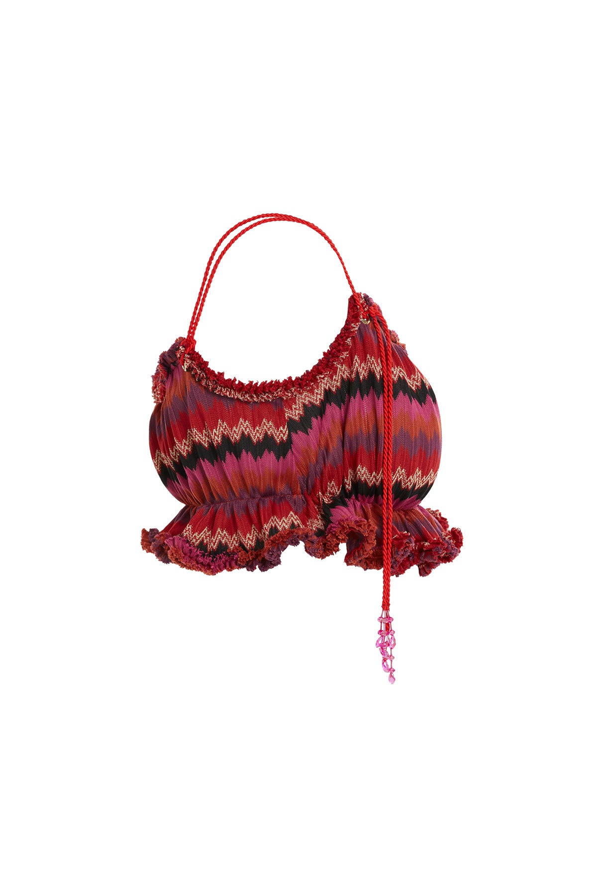 Kordon Askılı Etekucu Büzgülü Crop Bluz