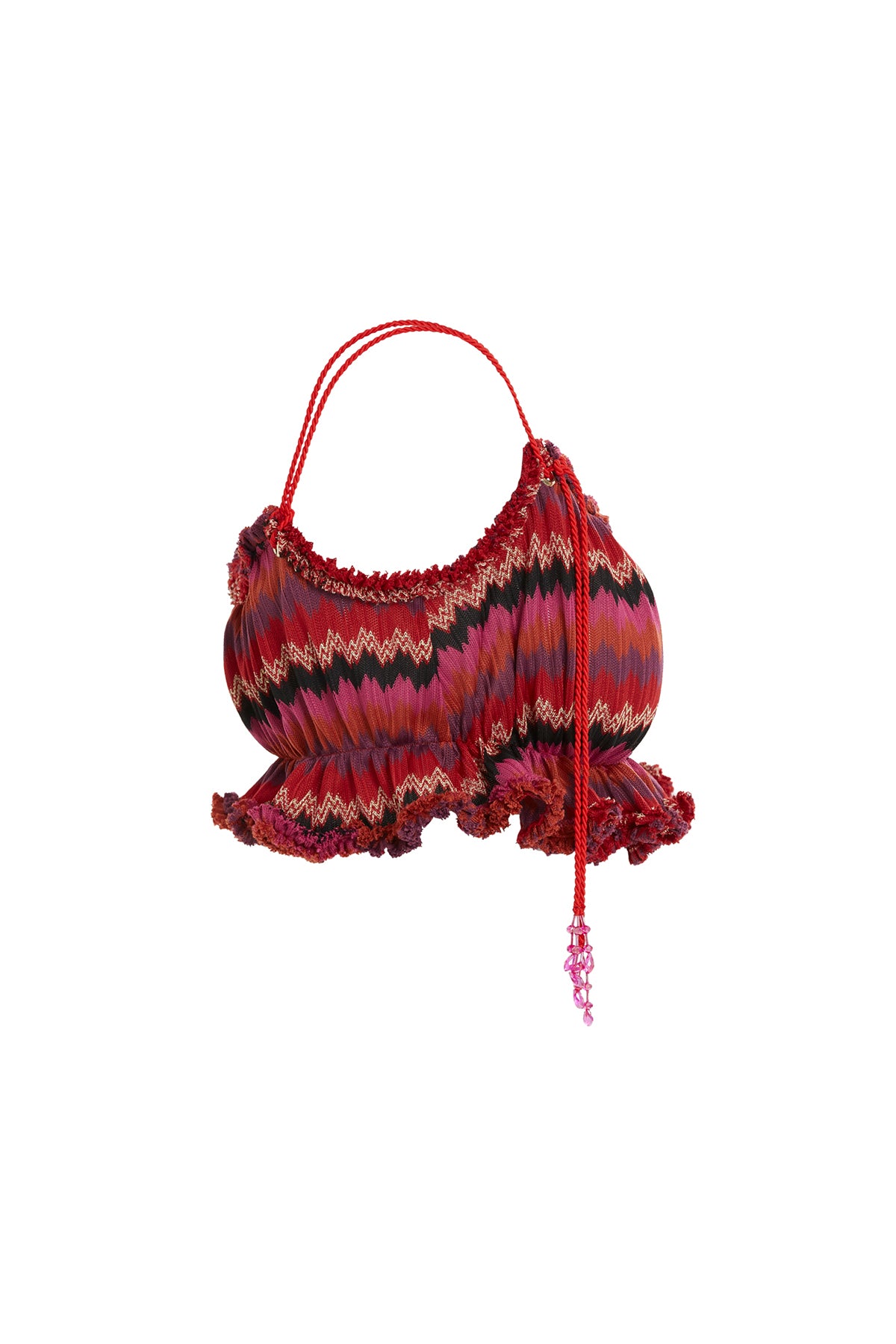 Kordon Askılı Etekucu Büzgülü Crop Bluz