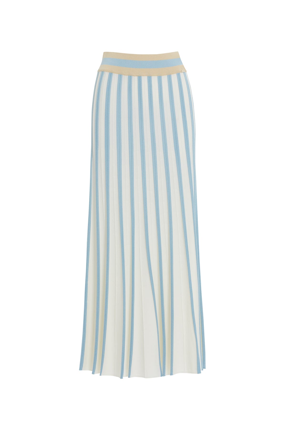 Beli Lastikli Çizgili Etek