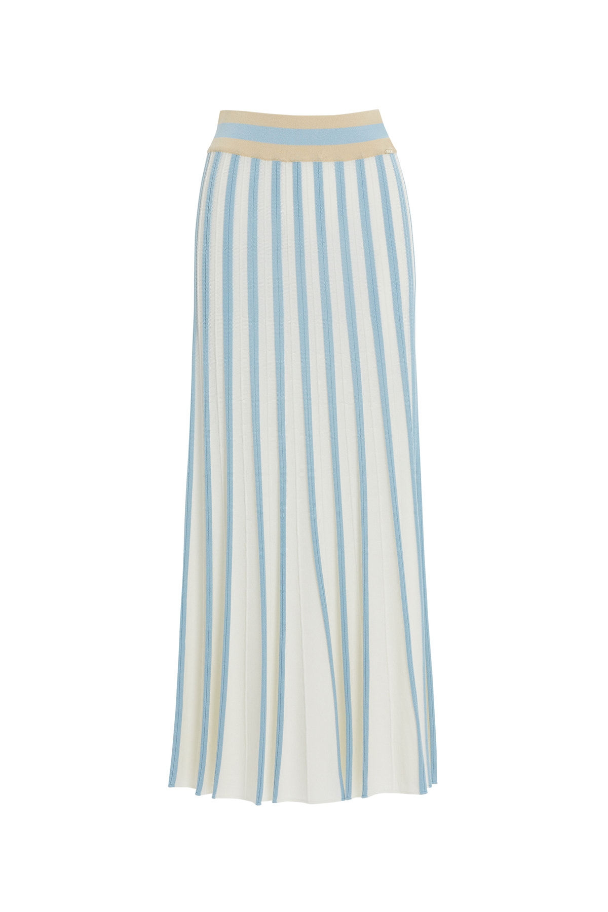 Beli Lastikli Çizgili Etek