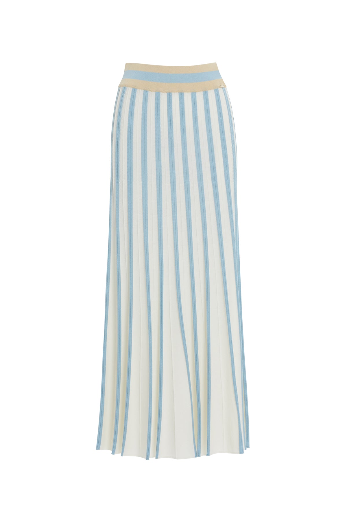 Beli Lastikli Çizgili Etek