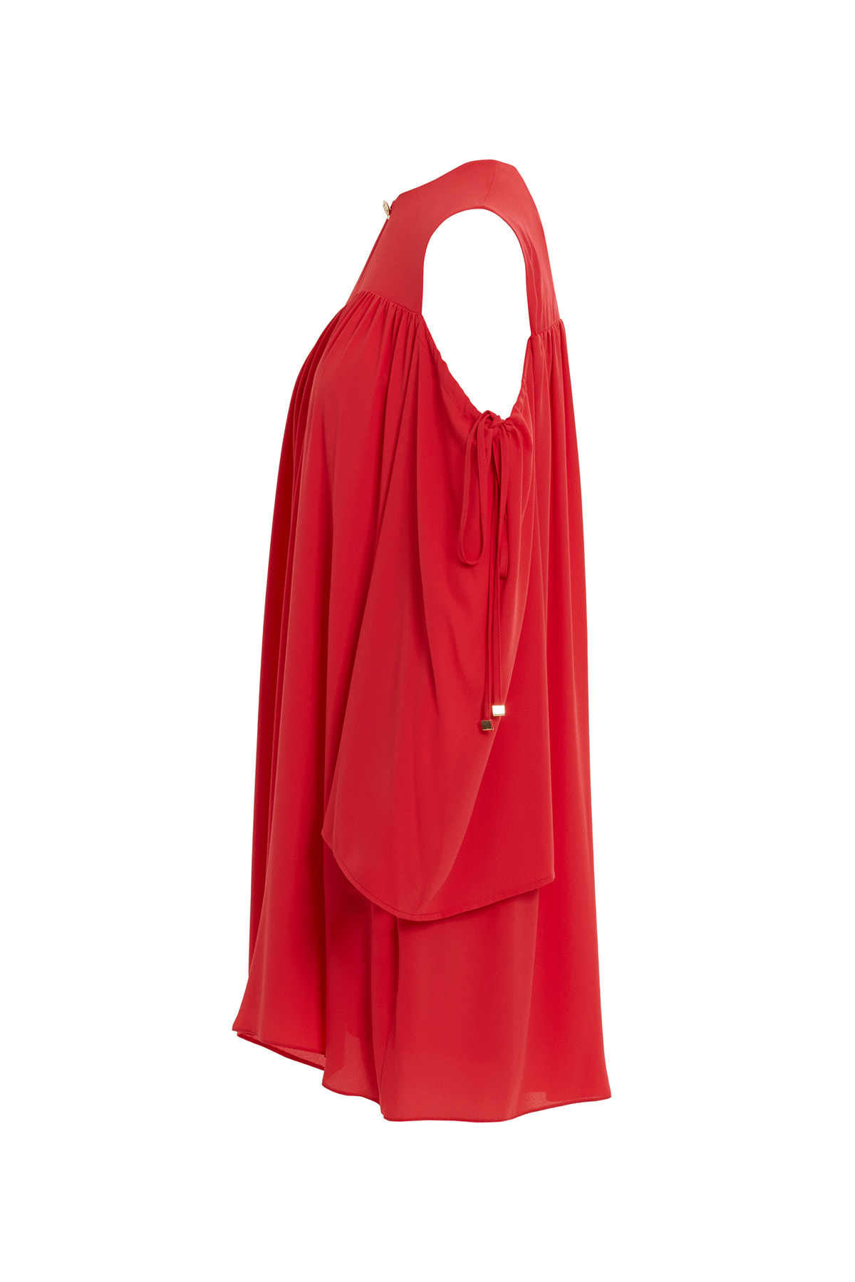 Omuzları Pencere Detaylı Göğüs Büzgülü Mini Elbise