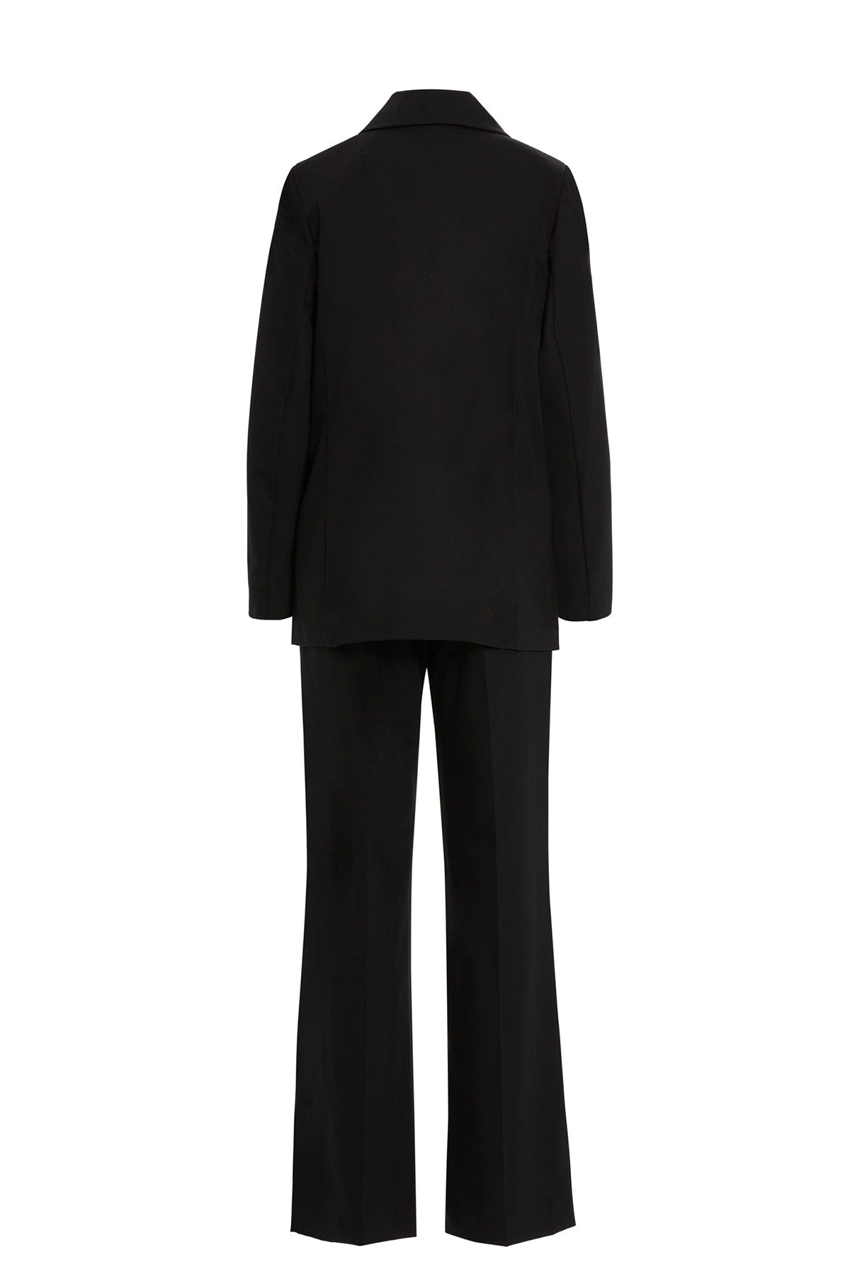Kruvaze Kapamalı Ceket Ve Palazzo Pantolonlu Siyah Takım
