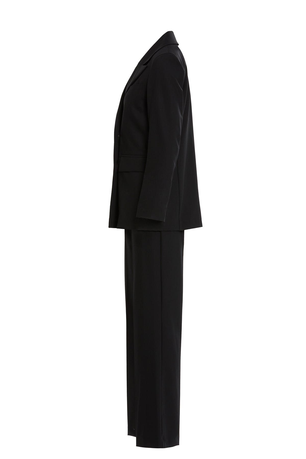 Kruvaze Kapamalı Ceket Ve Palazzo Pantolonlu Siyah Takım