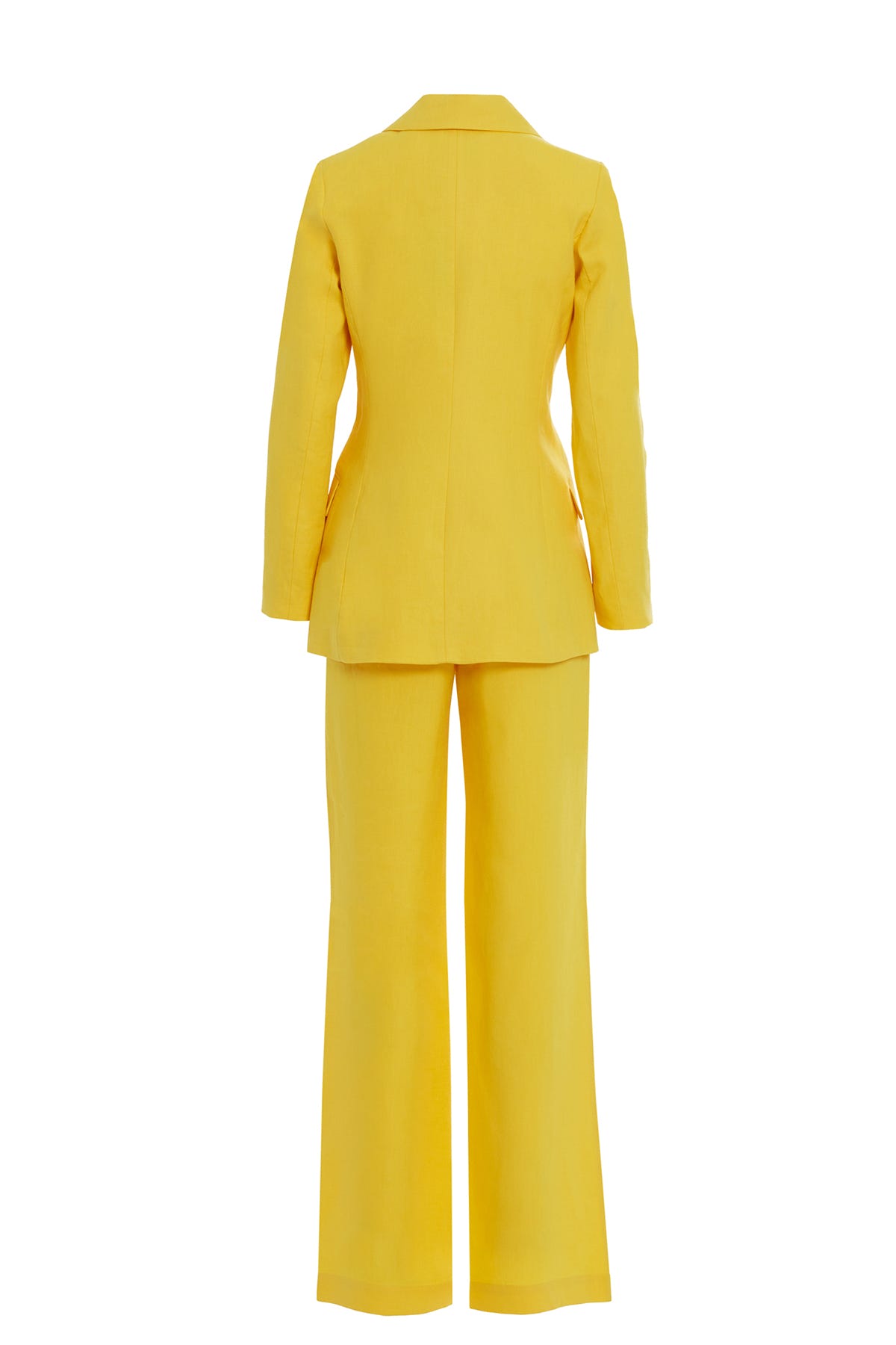 Düğme Detaylı Ceketli Ve Palazzo Pantolonlu Sarı Takım