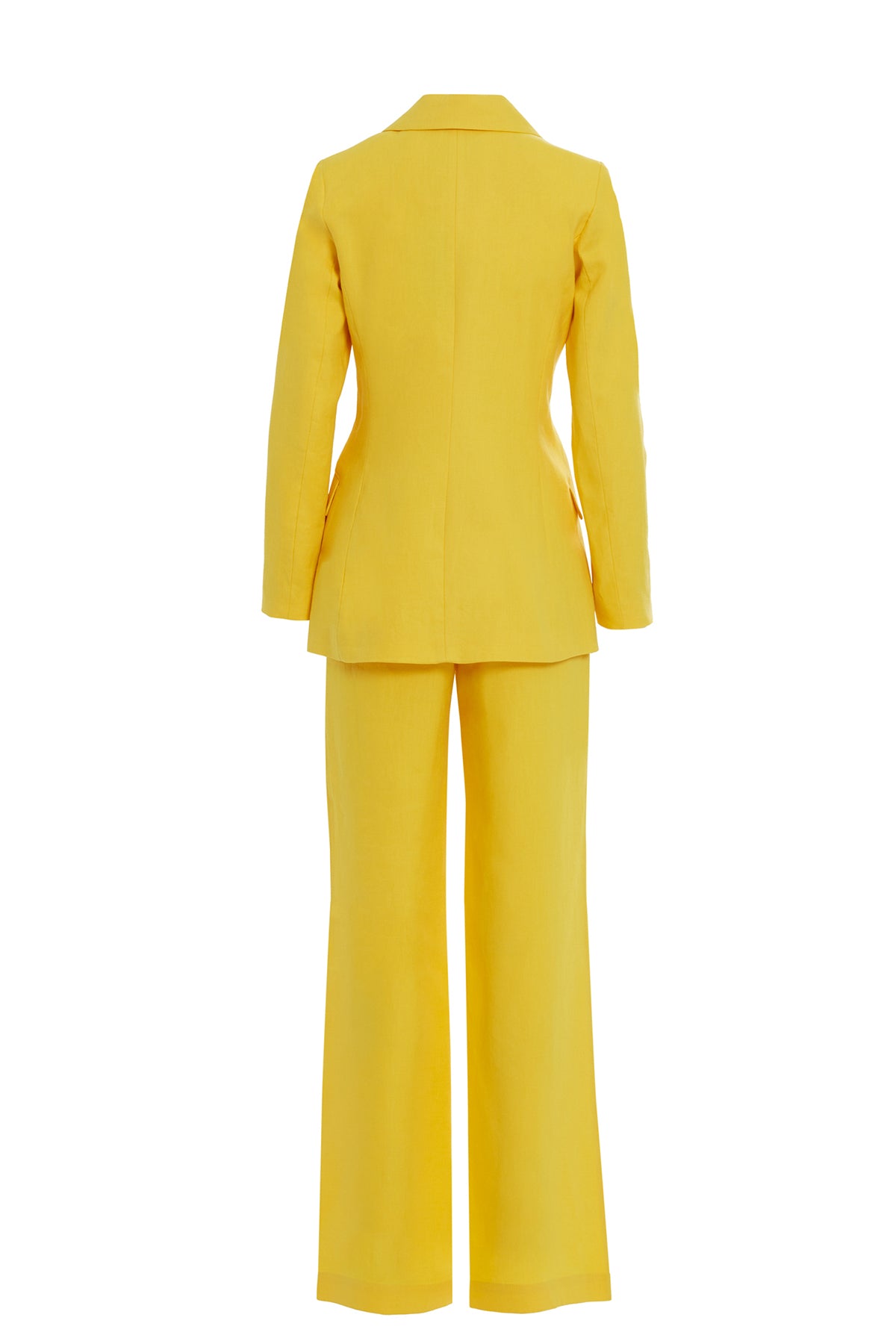 Düğme Detaylı Ceketli Ve Palazzo Pantolonlu Sarı Takım