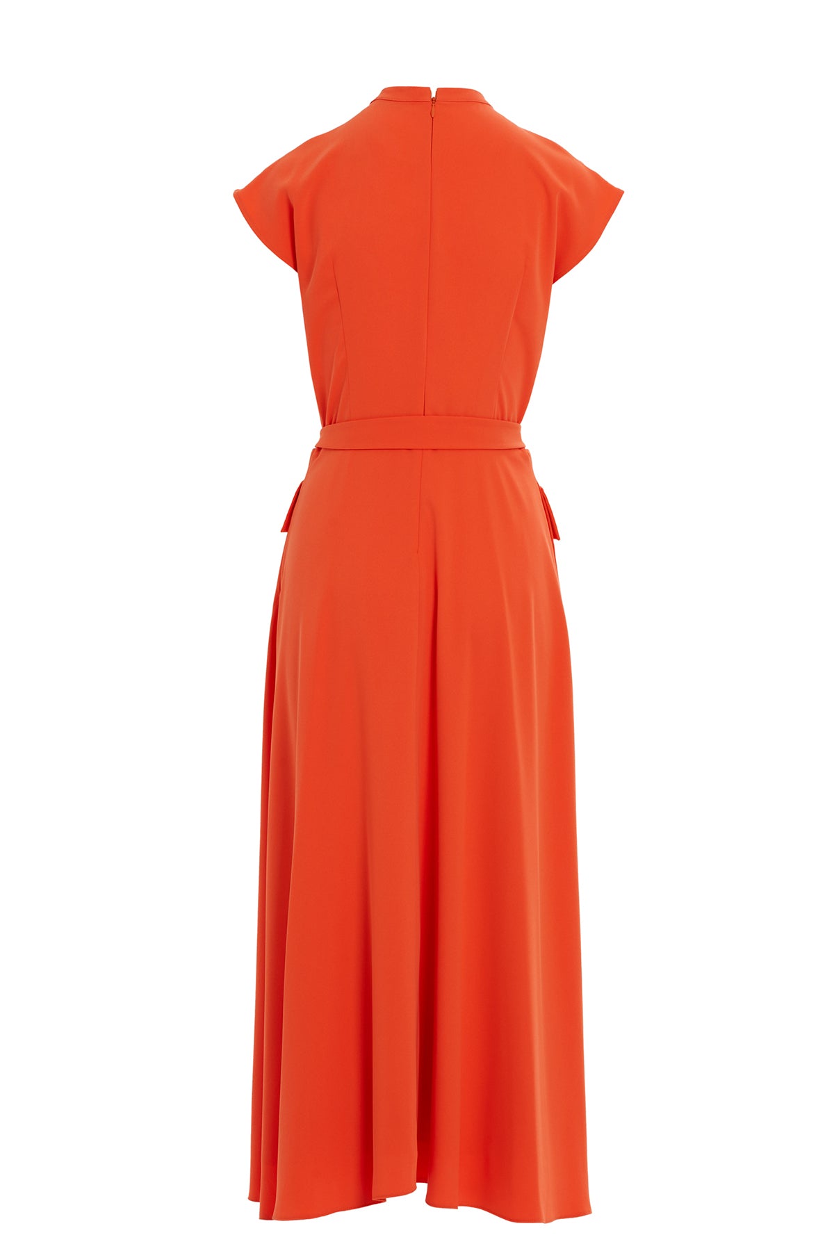 Aksesuar Detaylı İnce Krep Kumaştan Astarlı Midi Elbise