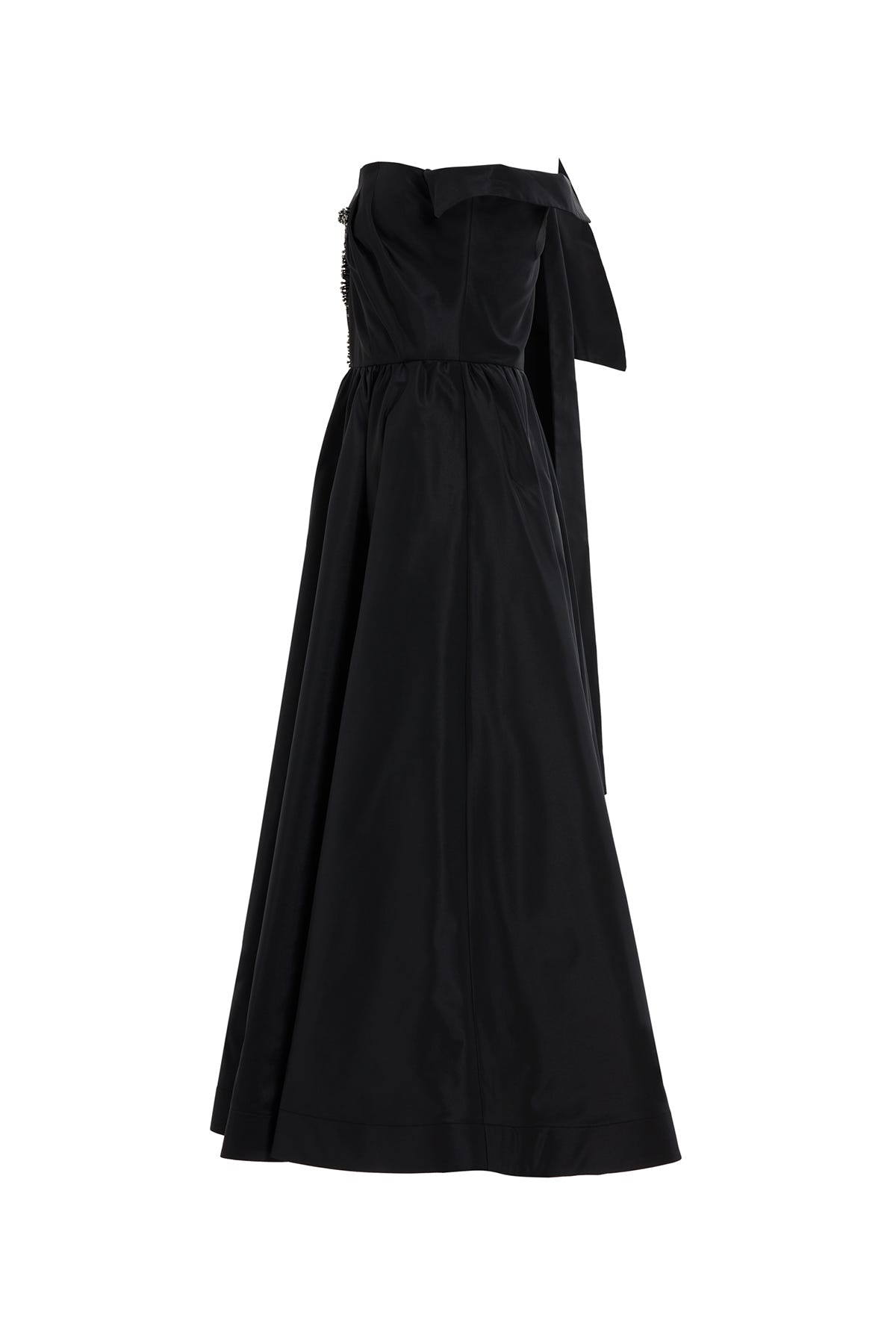 Omuzdan Bağlamalı Pili Detaylı İşlemeli Midi Elbise