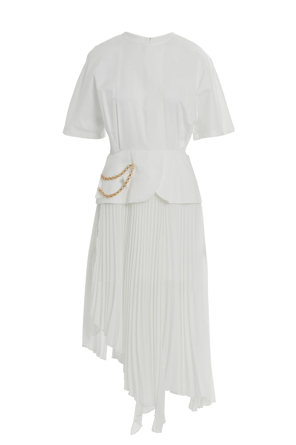 Zincir Detaylı Eteği Piliseli Midi Elbise