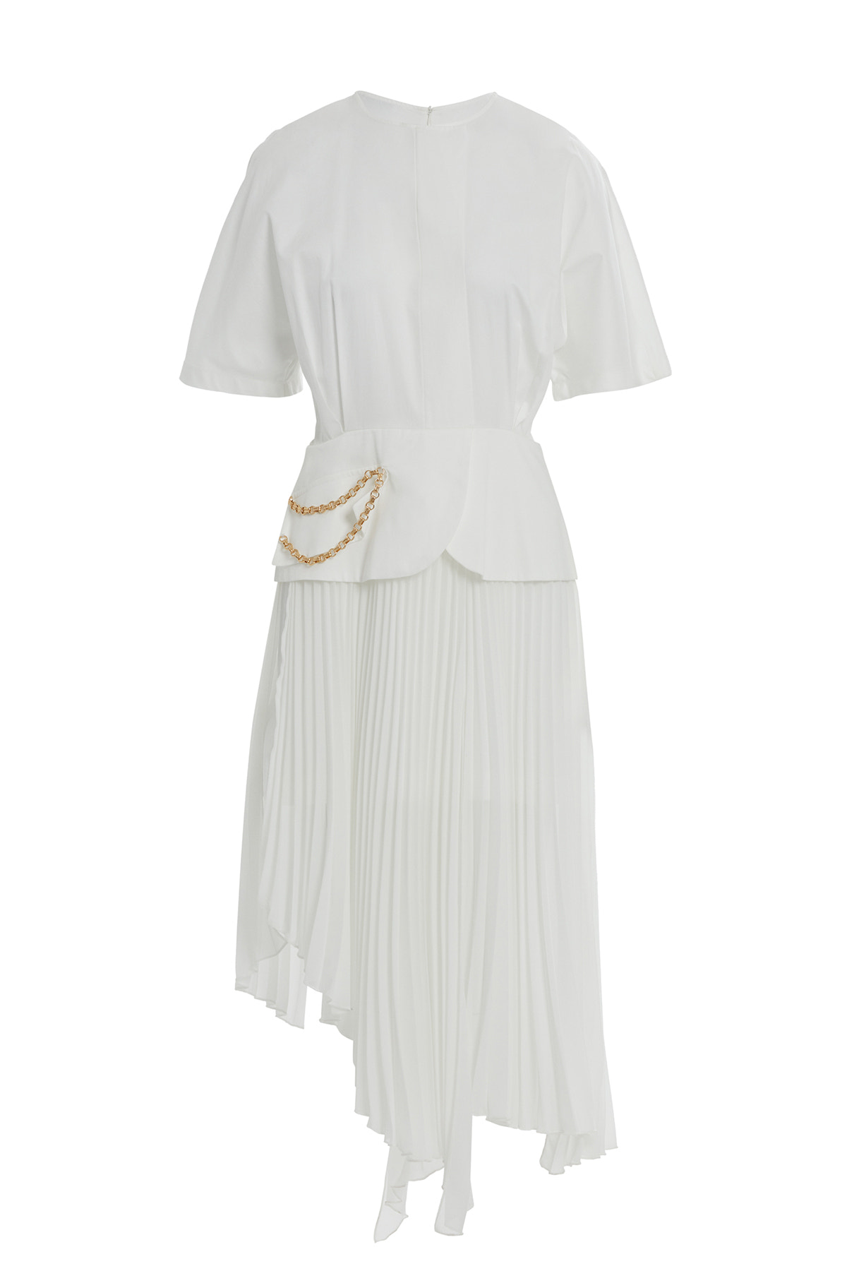 Zincir Detaylı Eteği Piliseli Midi Elbise