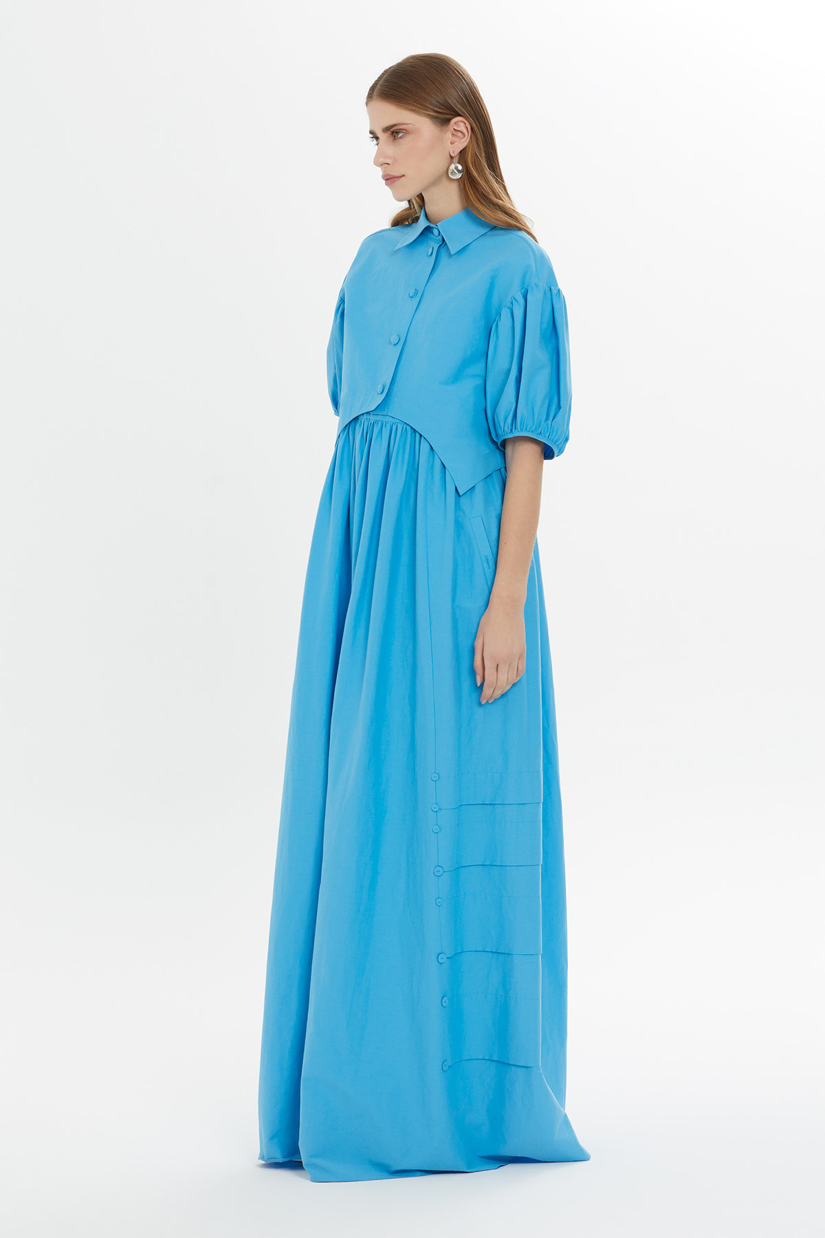 Çıkarılabilir Gömlek Detaylı Uzun Elbise