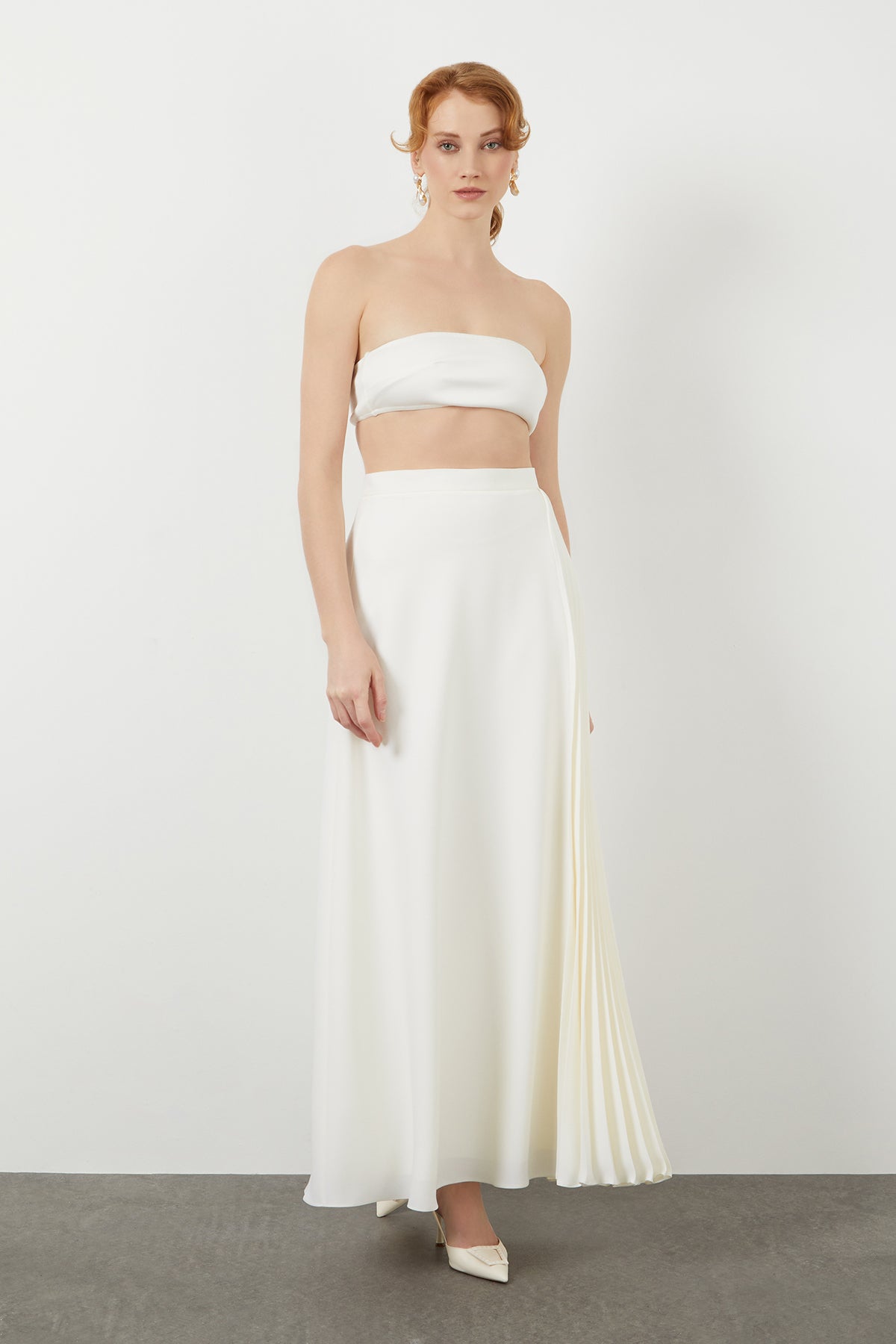 Yüksek Bel Pile Detaylı Uzun Etek