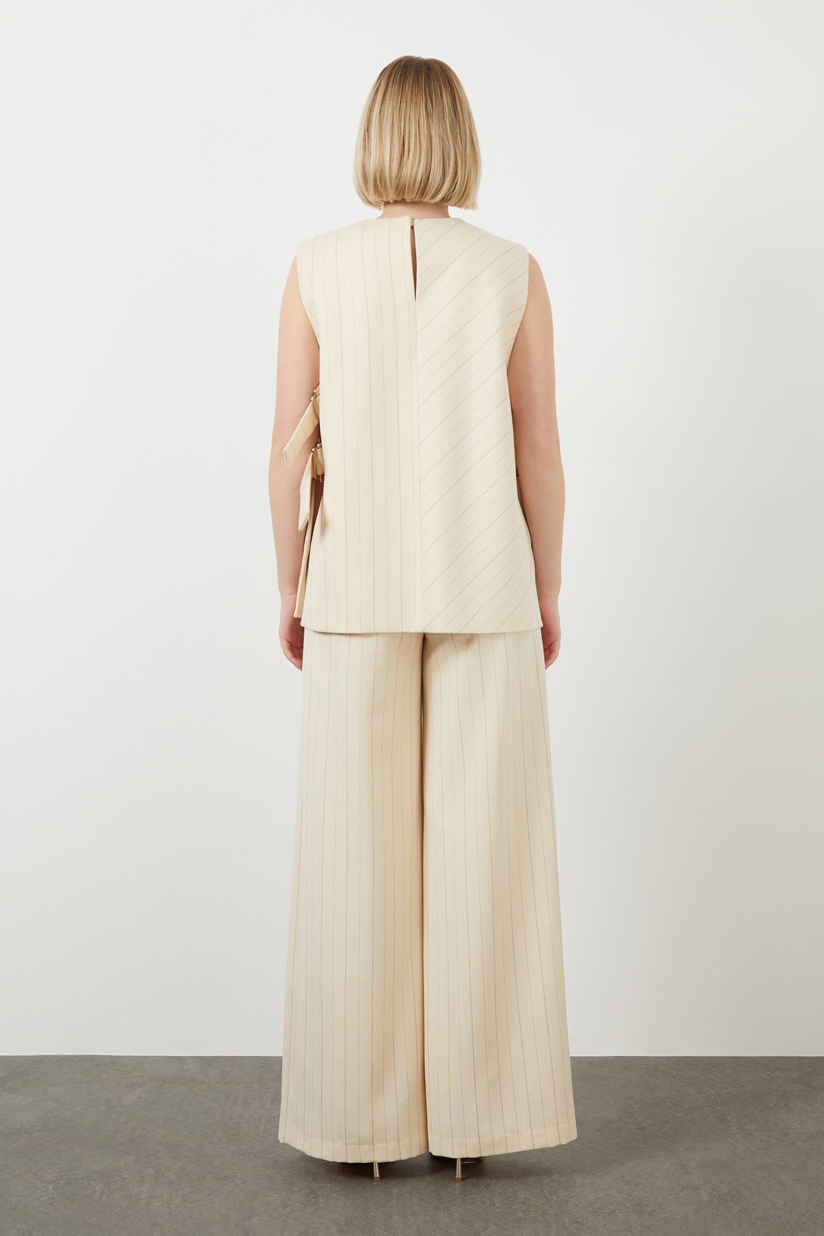 Çizgi Desenli Kolsuz Yelek