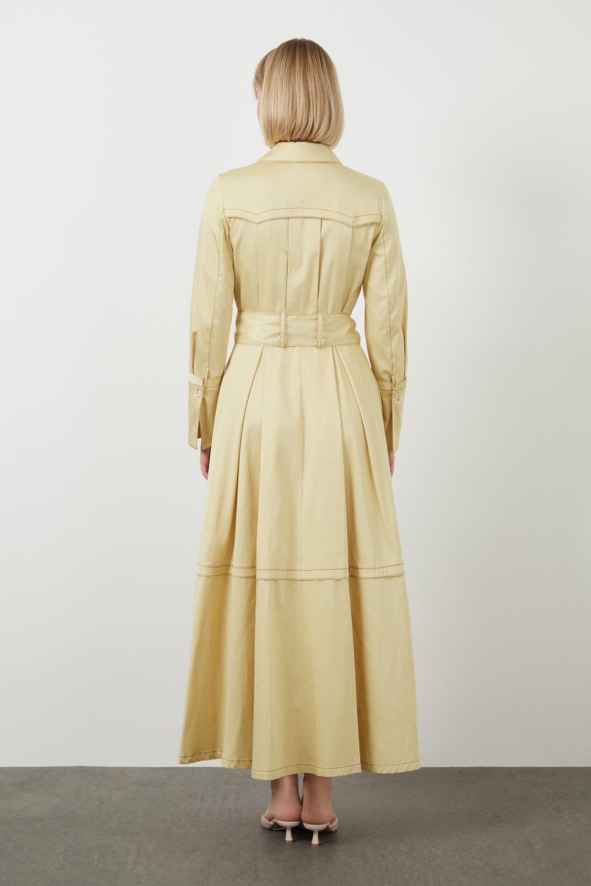 Seyyar Kuşaklı Astarsız Maxi Elbise