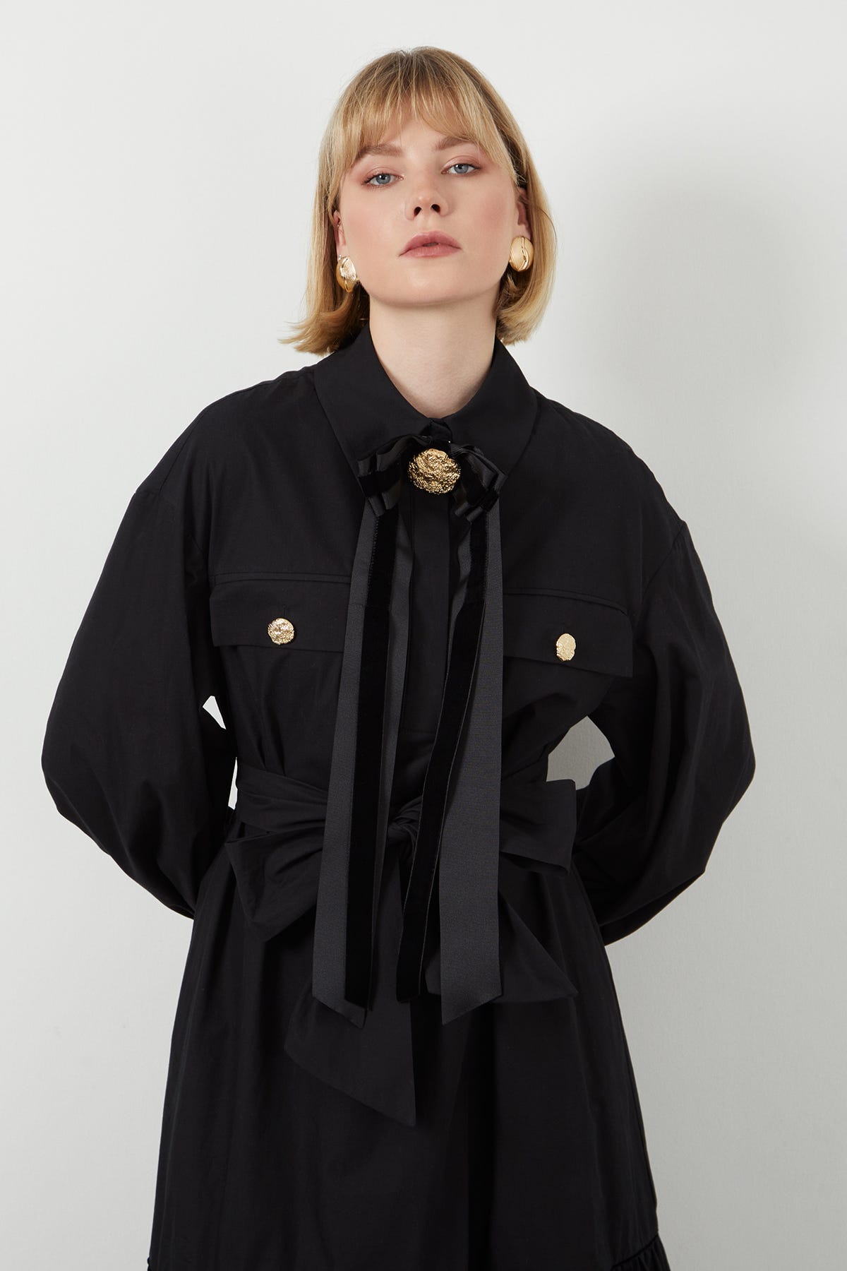 Fiyonk Ve Şerit Detaylı Maxi Astarsız Elbise