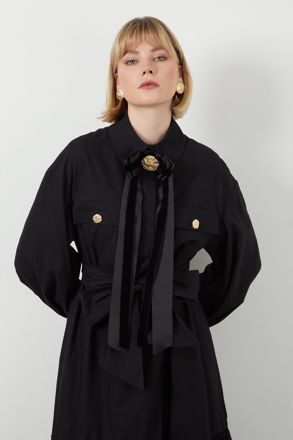 Fiyonk Ve Şerit Detaylı Maxi Astarsız Elbise