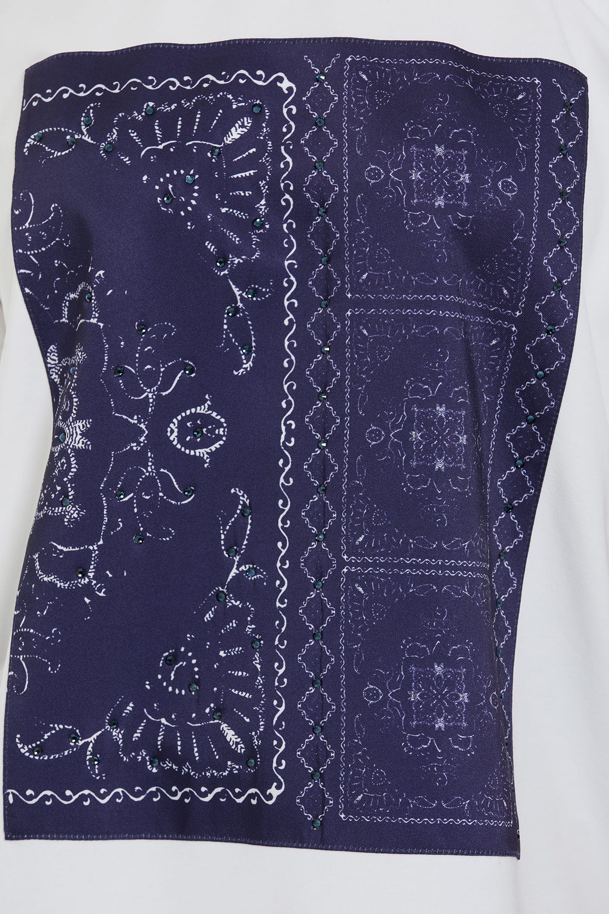 Önü Pano Desenli Garnili Yarım Kollu Klasik T-shirt