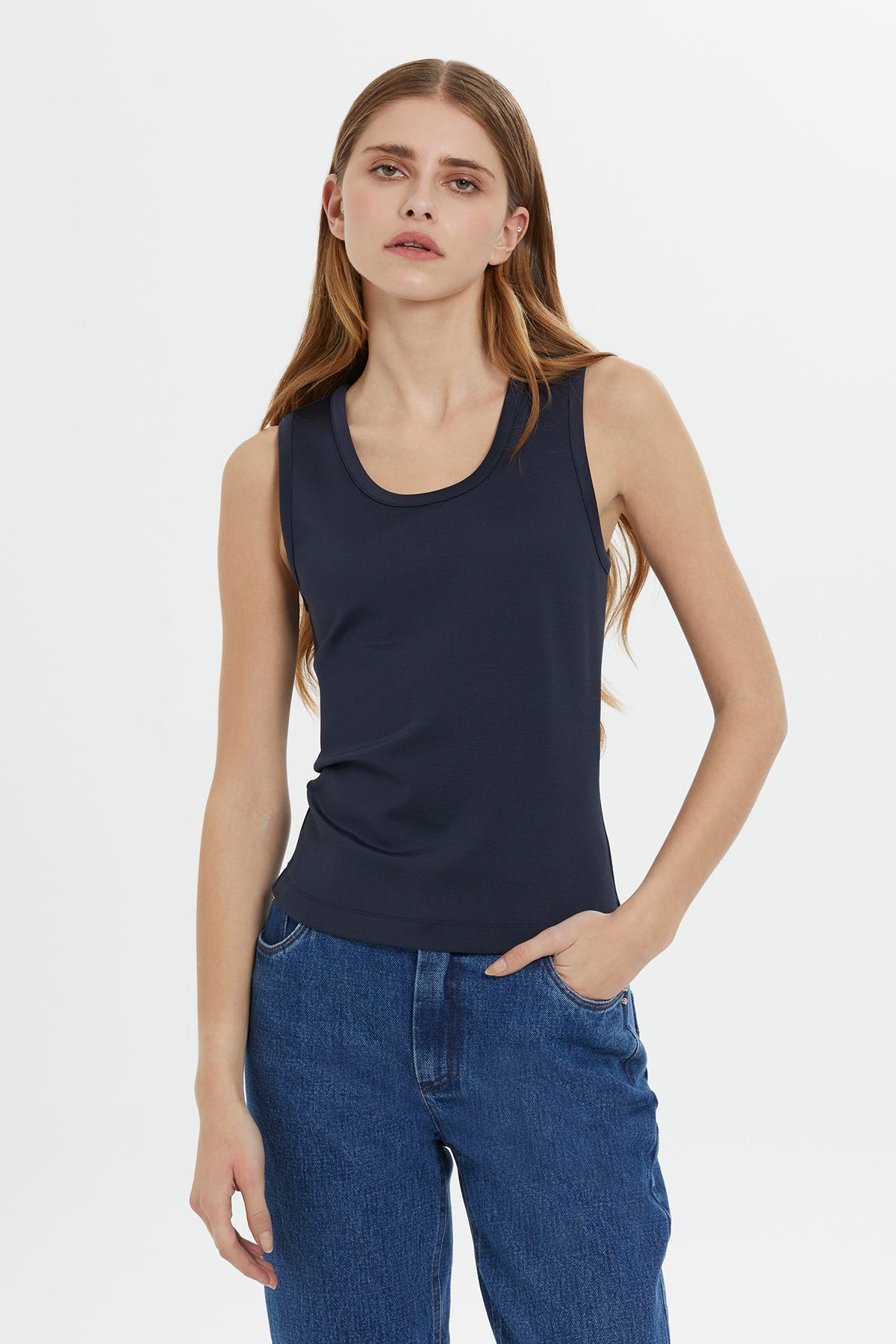 Sıfır Kollu Logo Detaylı Kadın Klasik Atlet