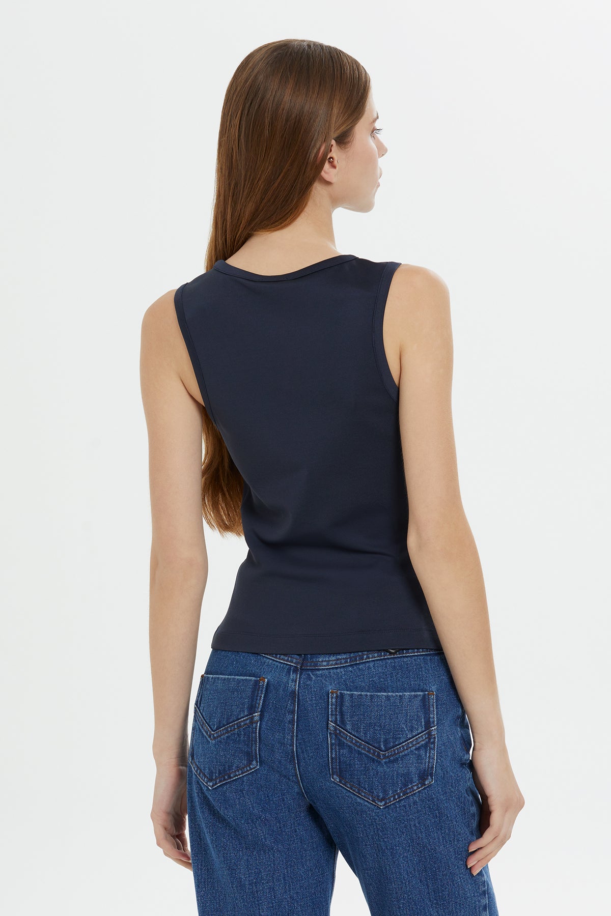 Sıfır Kollu Logo Detaylı Kadın Klasik Atlet