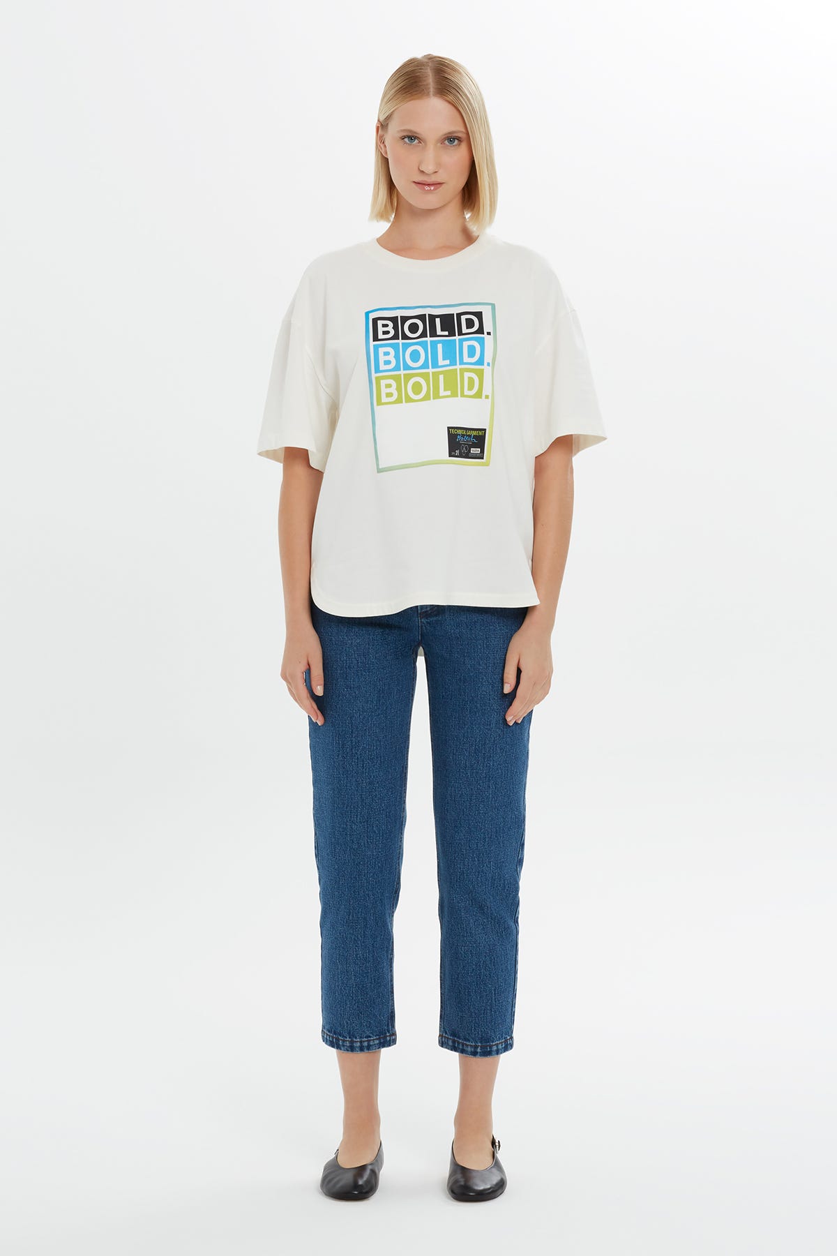 Slogan Baskılı Kısa Kollu T-shirt