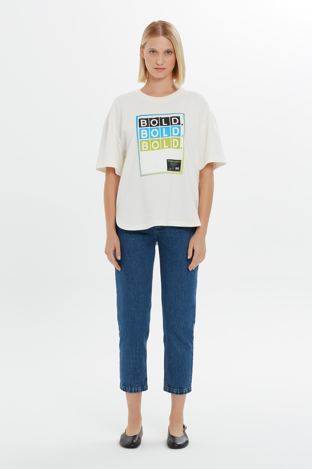 Slogan Baskılı Kısa Kollu T-shirt