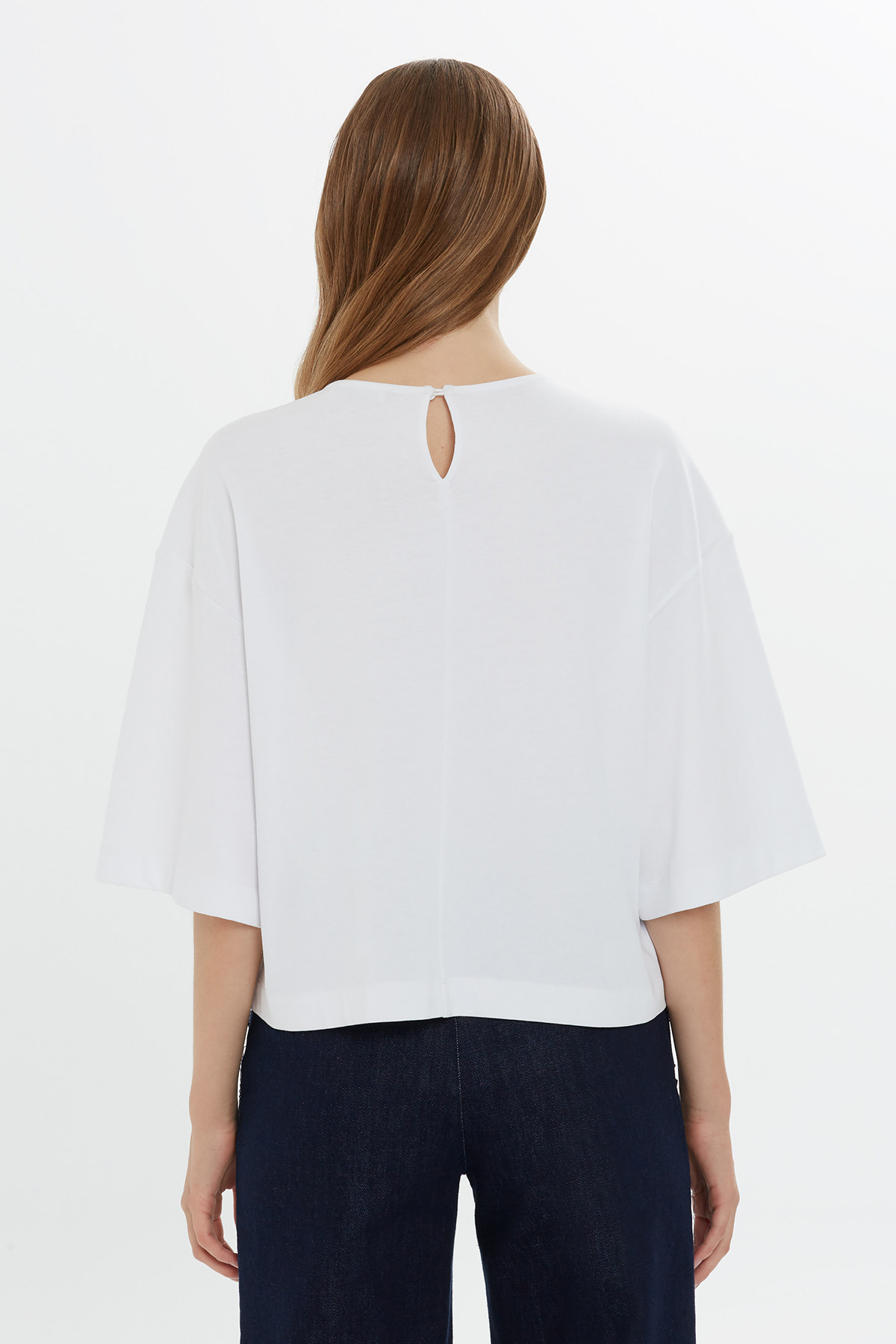 İşleme Detaylı Kısa Kollu Pamuklu T-shirt