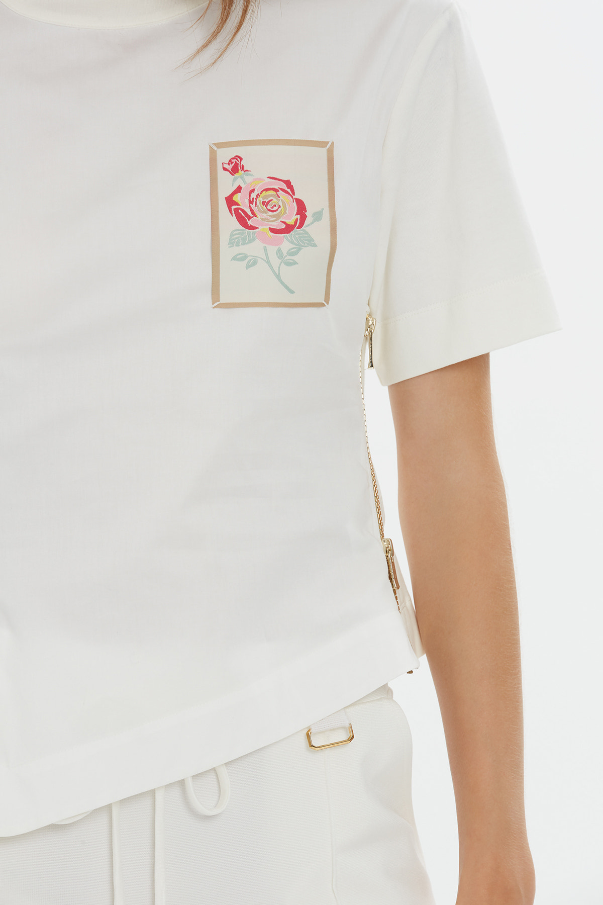 Fermuar Detaylı Kısa Kollu T-shirt