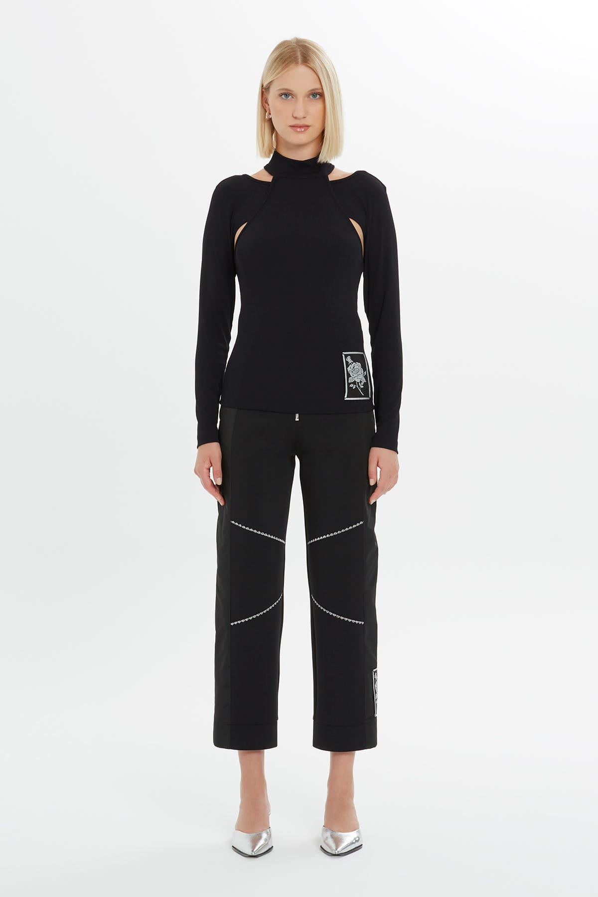 Gül Baskılı Uzun Kollu Bluz