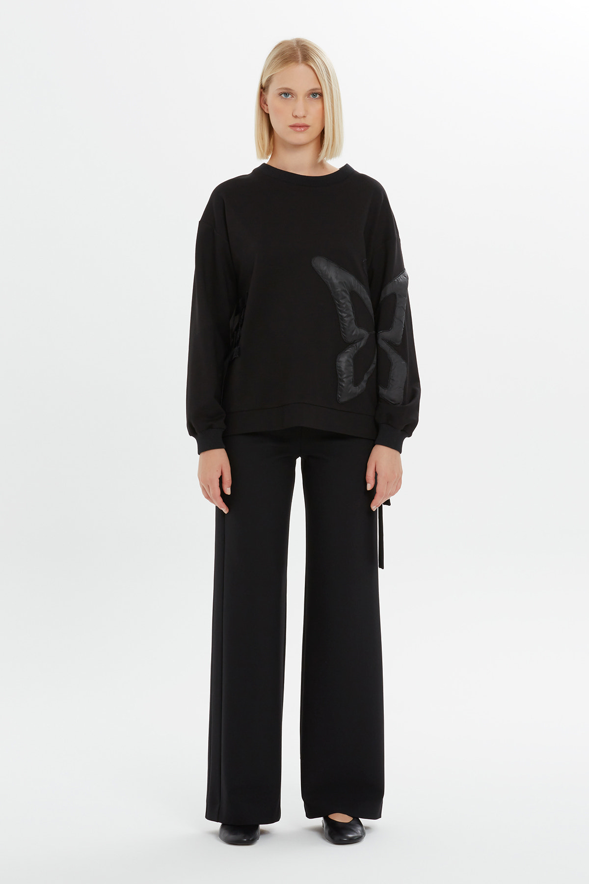 Kelebek Baskılı Uzun Kollu Sweatshirt