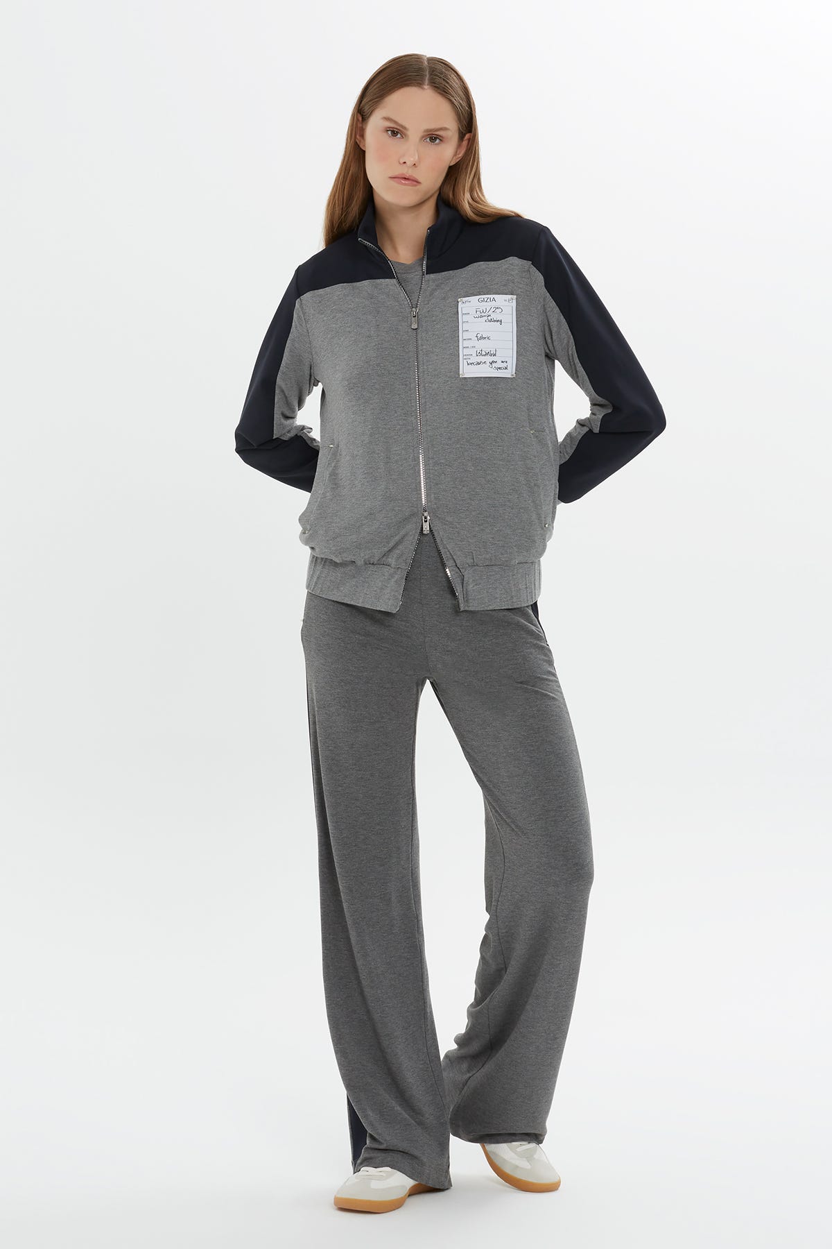 File Astarlı Fermuarlı Eşofman Üstü