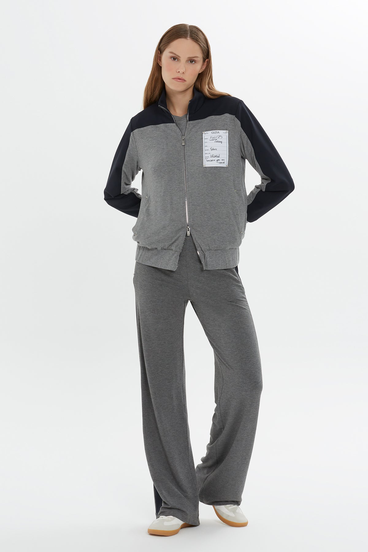 File Astarlı Eşofman Üstü Fermuarlı Ceket