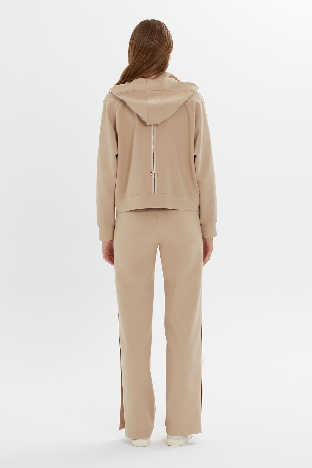 Şerit Detaylı Kapüşonlu Hırka