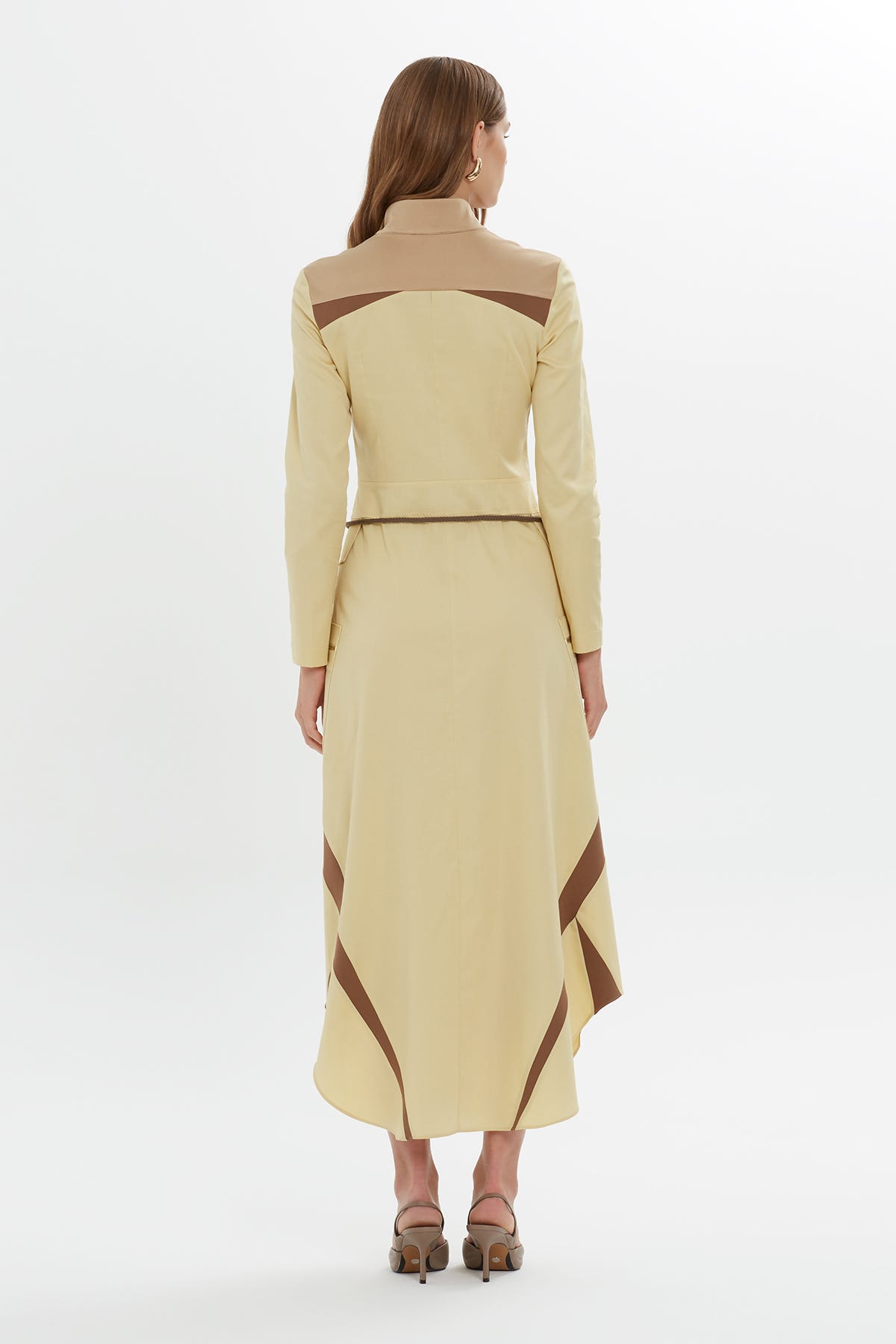 Kontrast Renk Detaylı Maxi Elbise