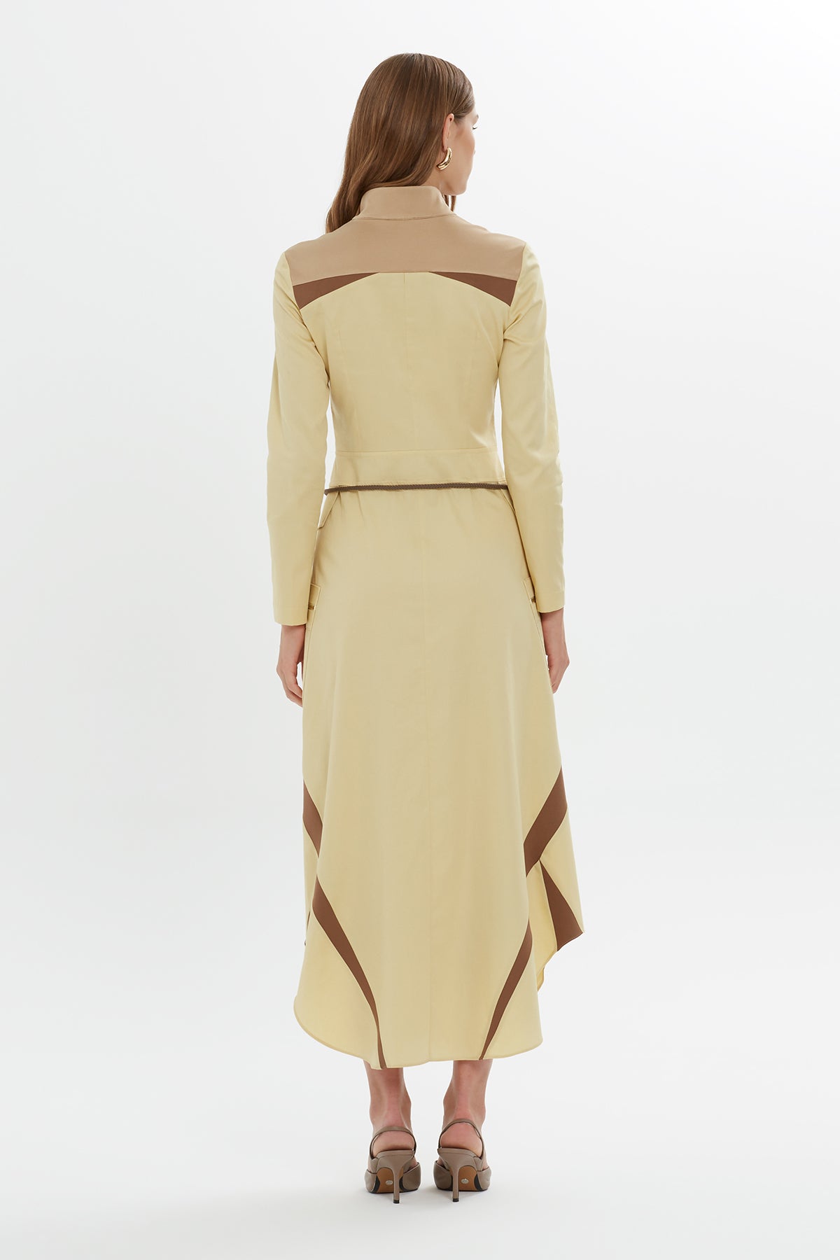 Kontrast Renk Detaylı Maxi Elbise