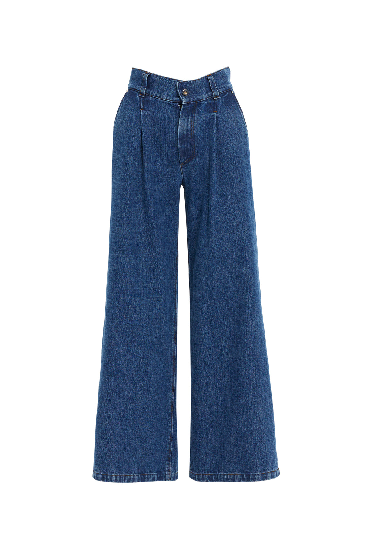Klasik Palazzo Denim Pantolon