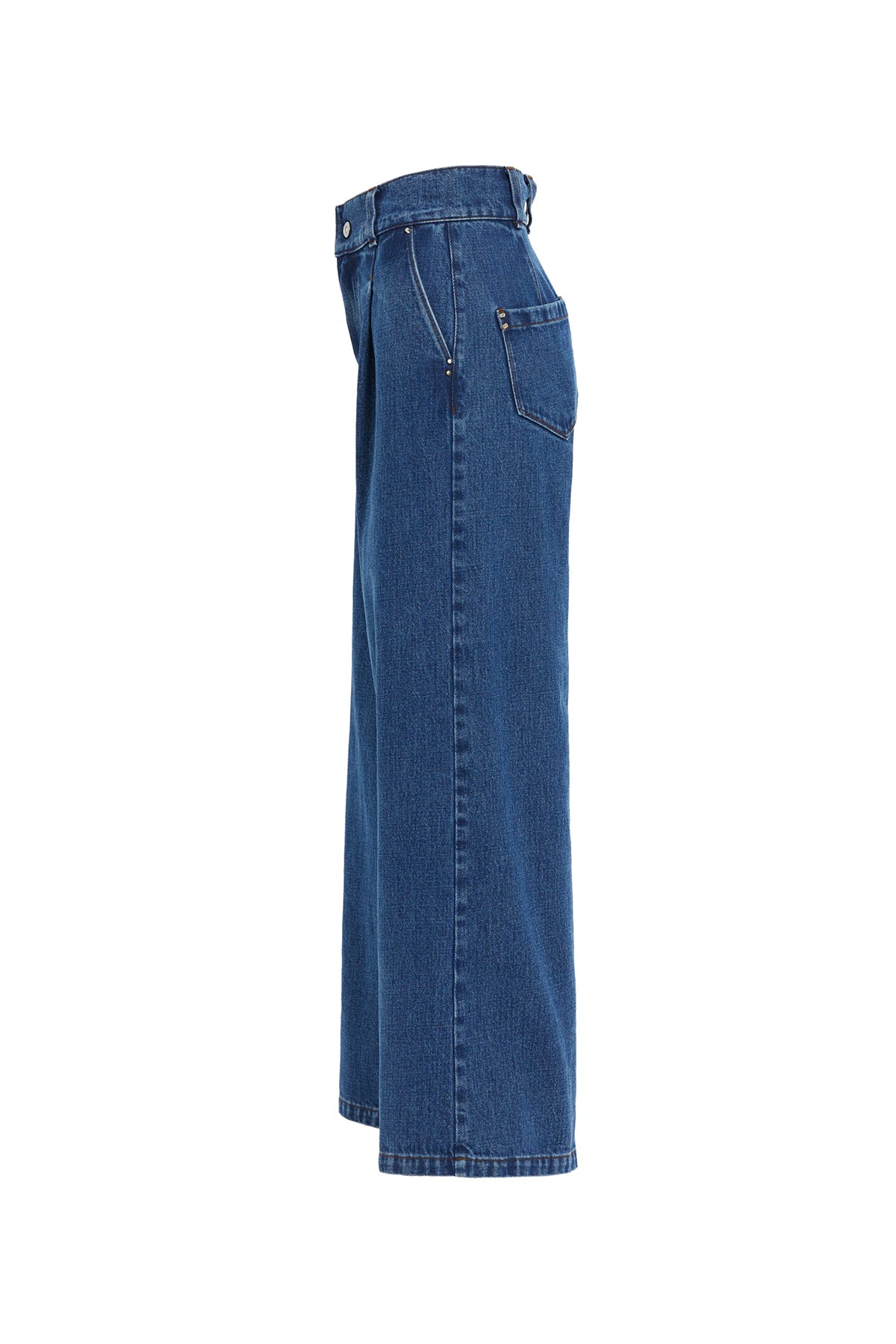 Klasik Palazzo Denim Pantolon