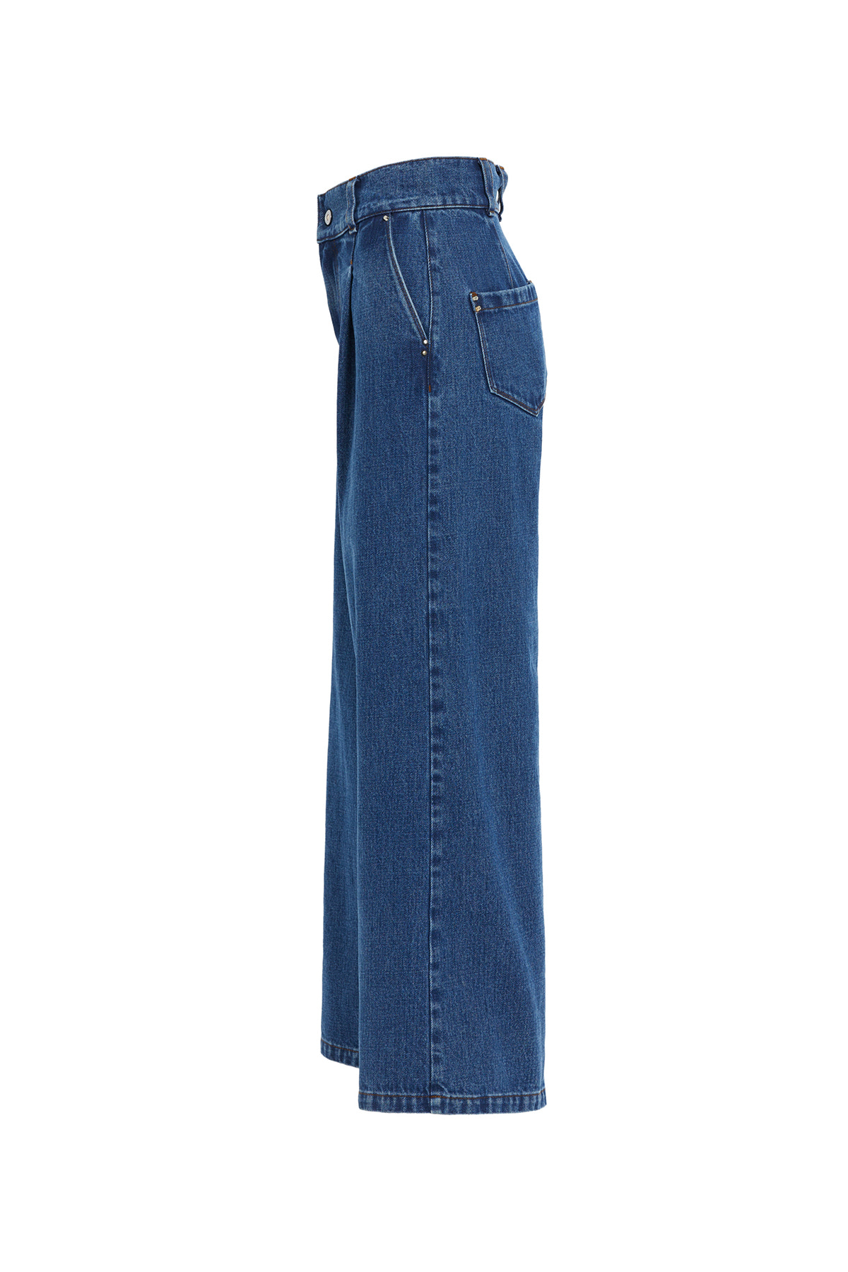Klasik Palazzo Denim Pantolon