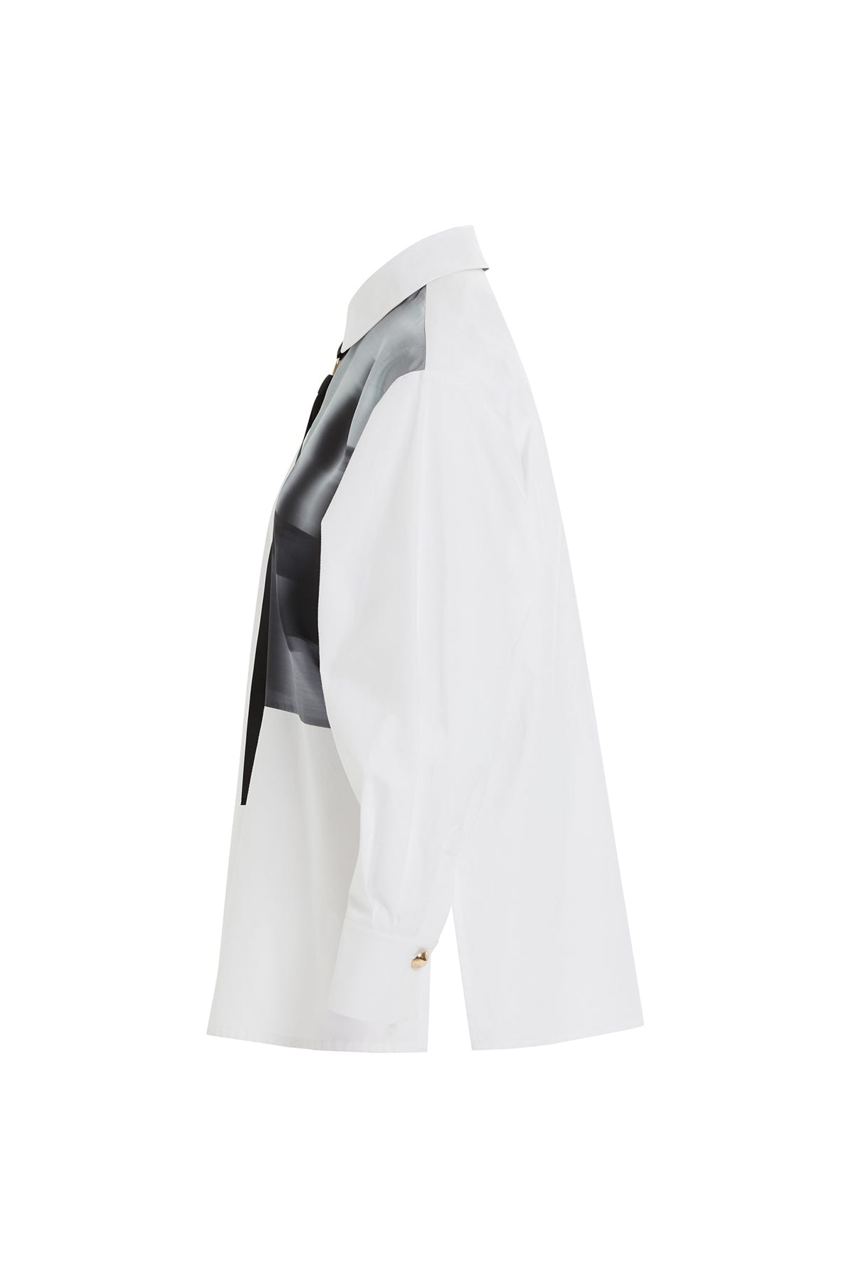 Sol Ön Kısmı Baskılı Yakası Şerit Detaylı Klasik Gömlek