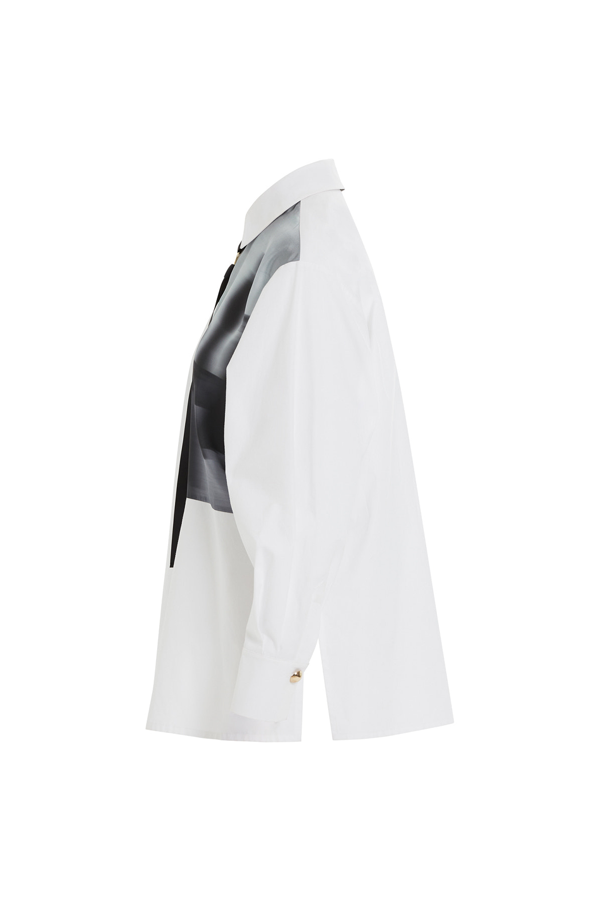 Sol Ön Kısmı Baskılı Yakası Şerit Detaylı Klasik Gömlek