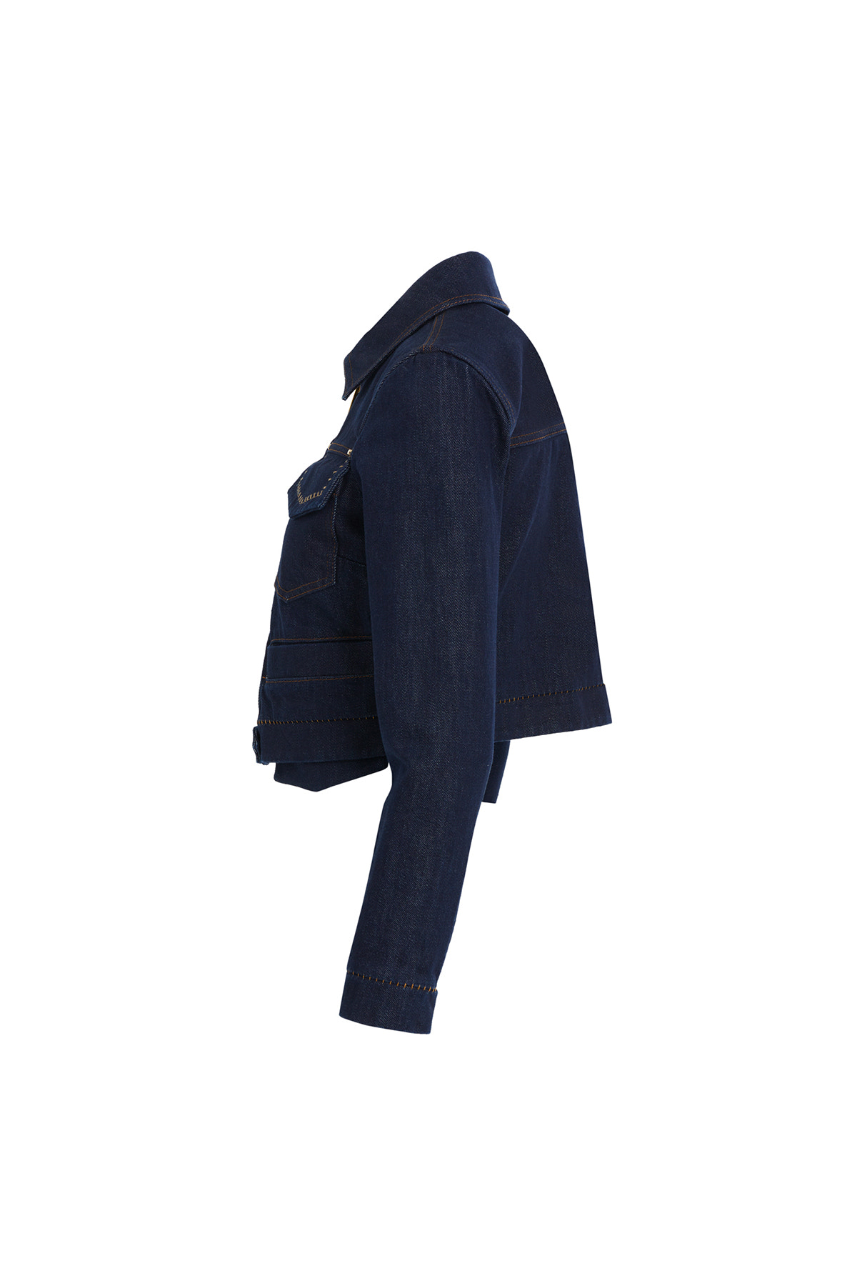 Zımba Detaylı Kısa Kot Ceket